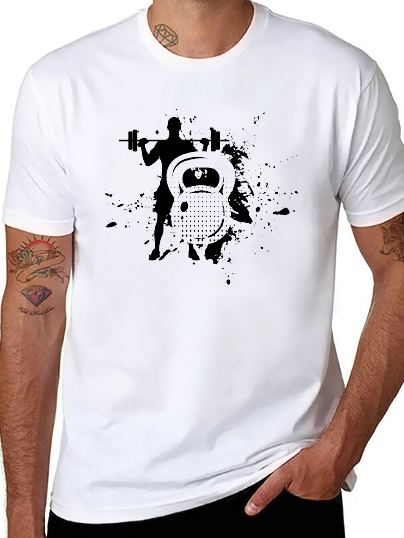 Mens Black Workout Graphic T-Shirt