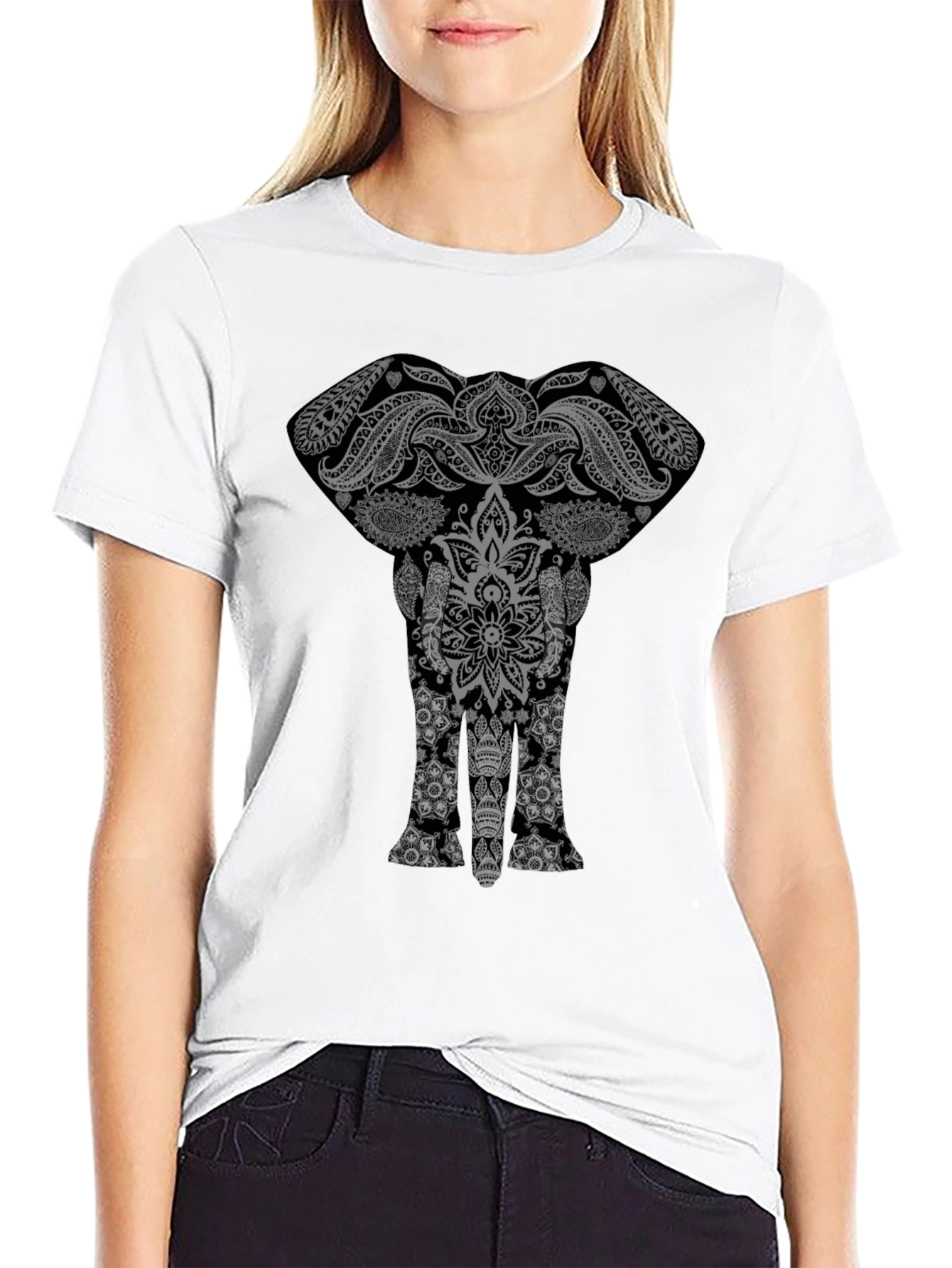 Elephant Mandala Graphic Tee - Stylish Black T-Shirt