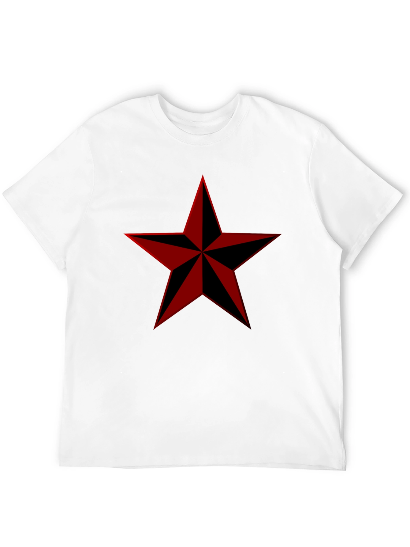 Red Nautical Star Graphic Print Black T-Shirt