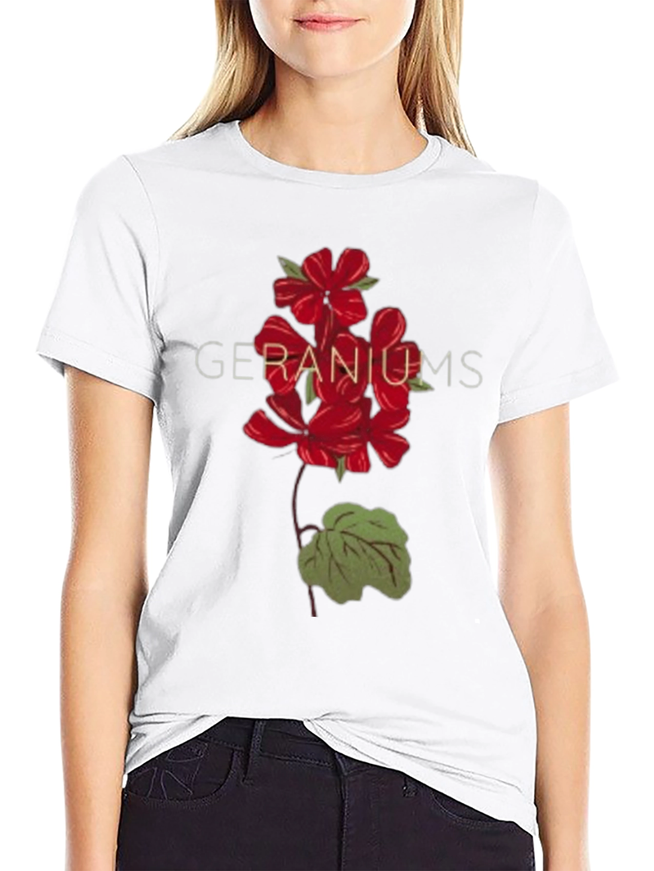 Geranium Graphic Black T-Shirt