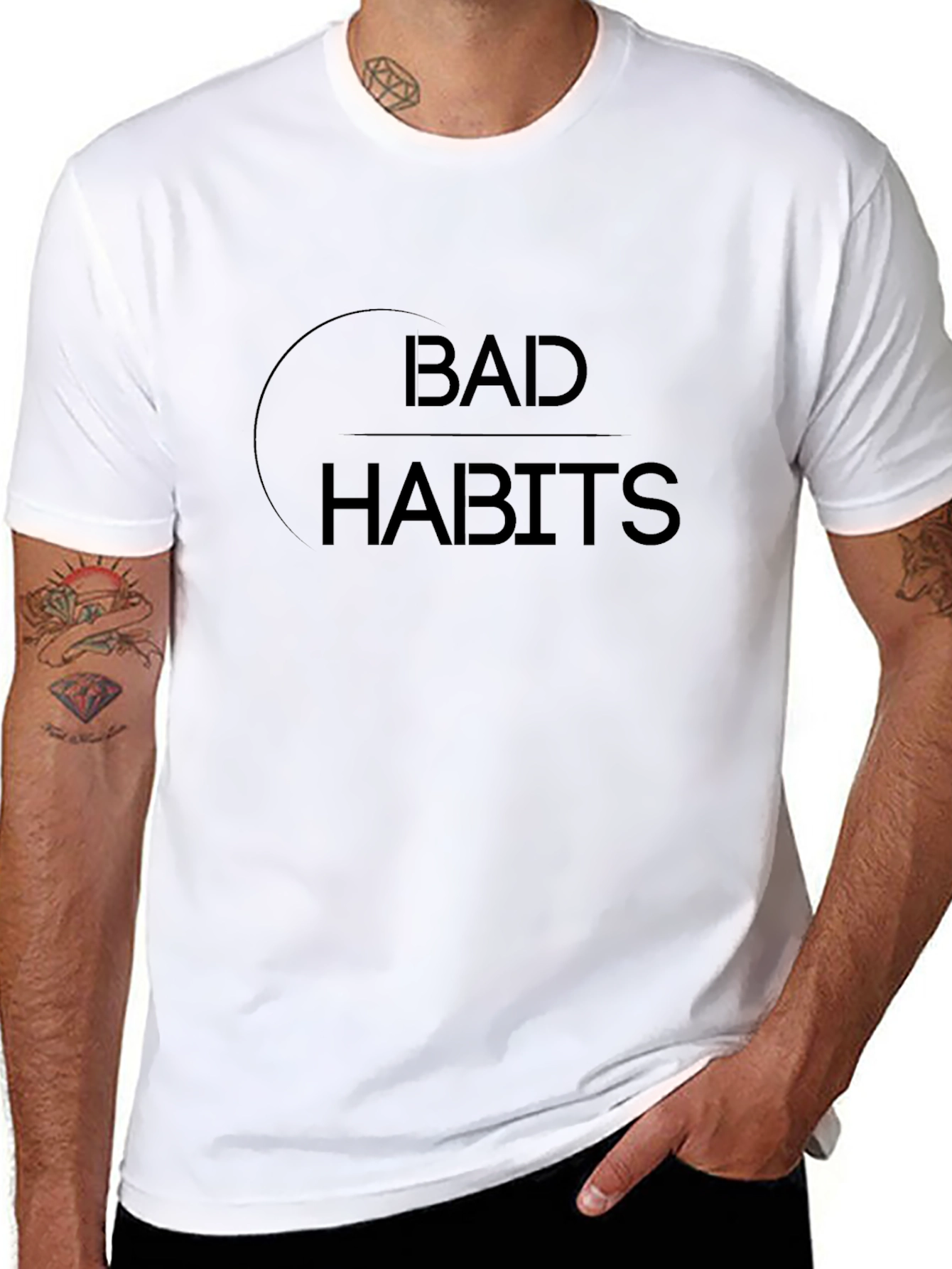 Bad Habits Graphic Tee - Stylish Black Cotton T-Shirt