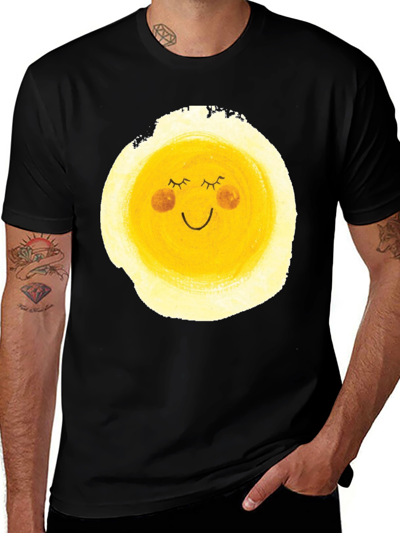 Sunny Face Graphic Black T-Shirt