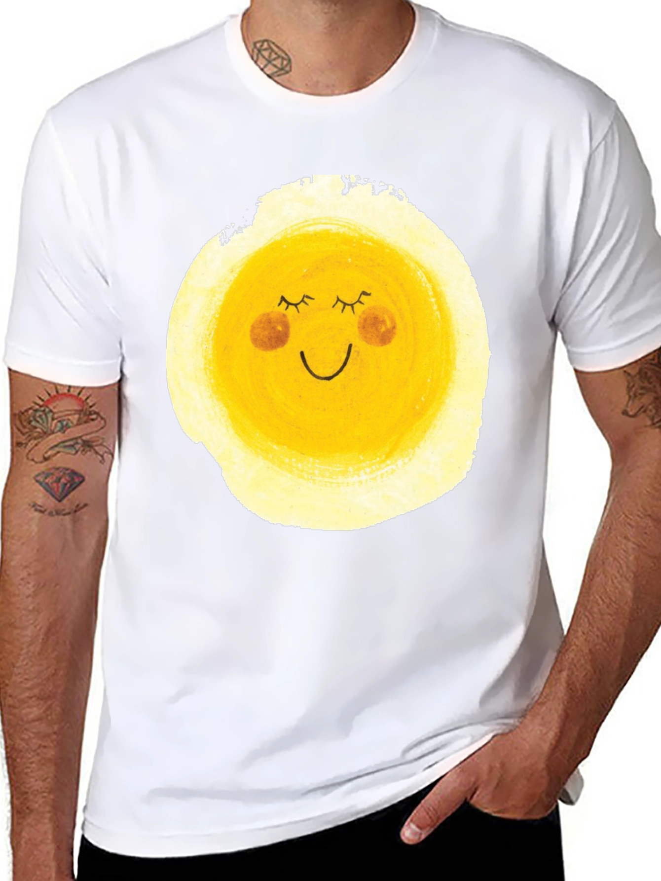Sunny Face Graphic Black T-Shirt