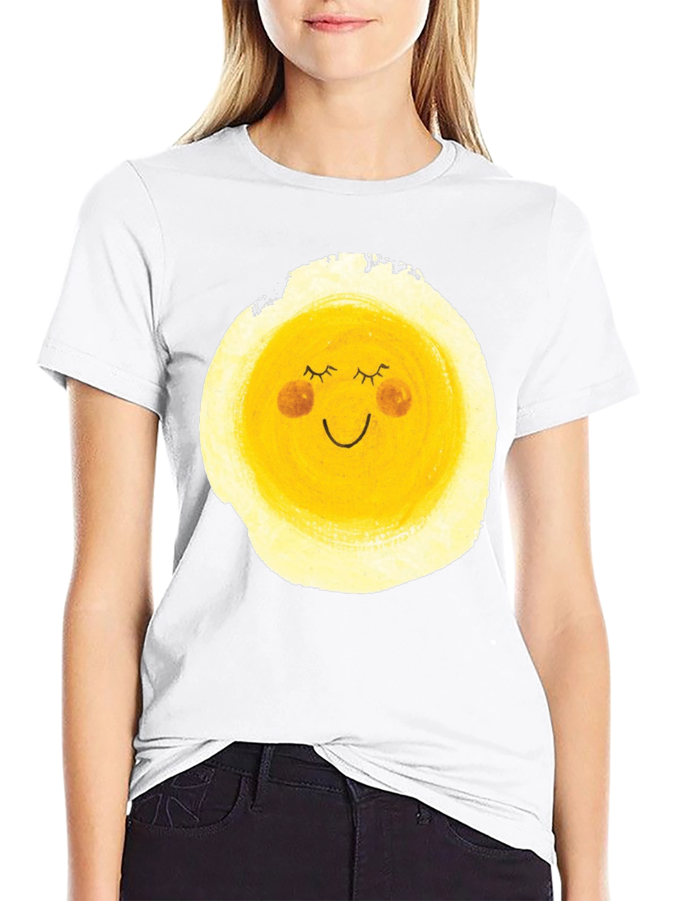 Sunny Face Graphic Black T-Shirt