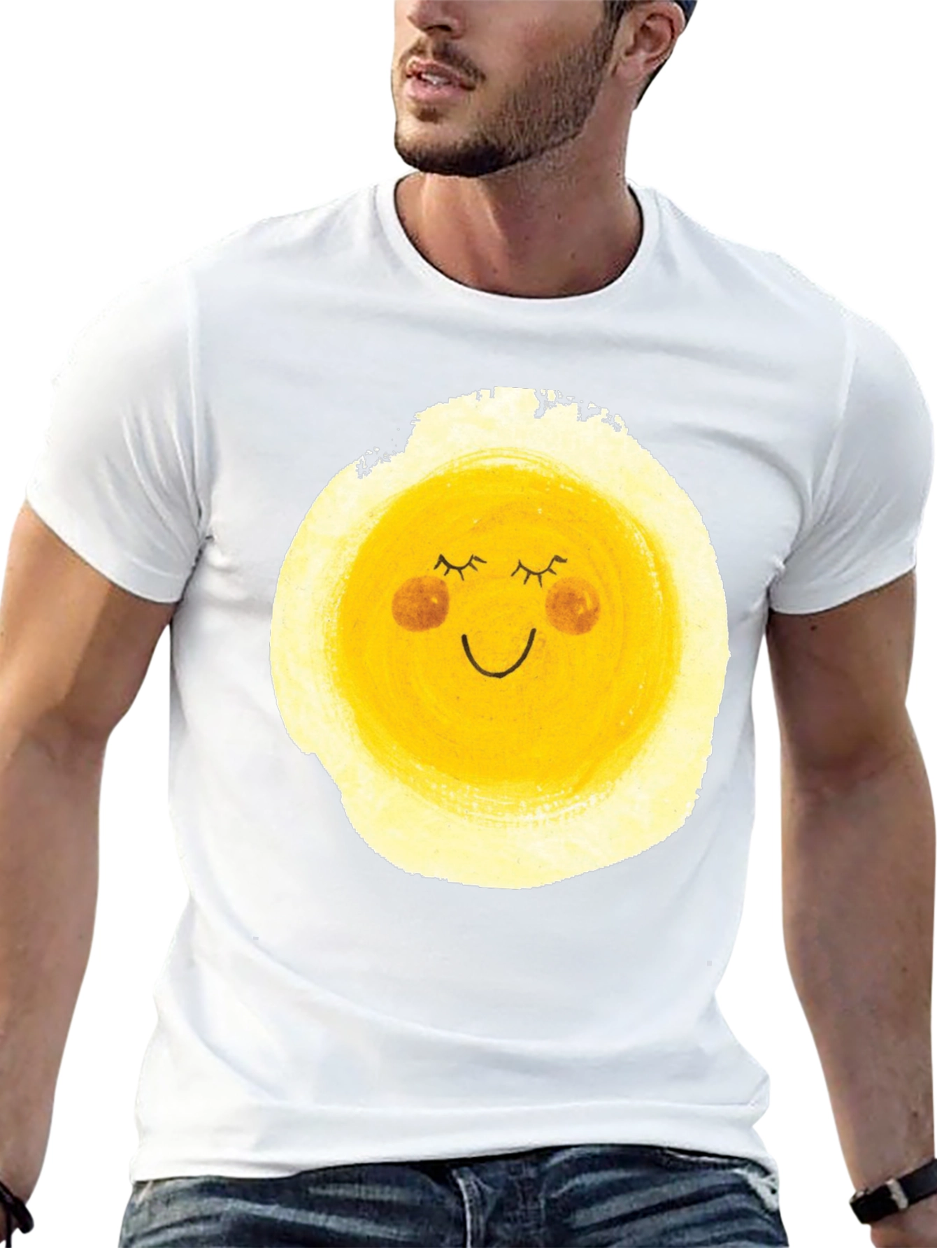 Sunny Face Graphic Black T-Shirt
