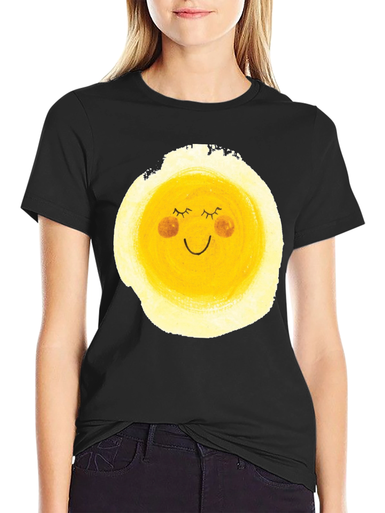 Sunny Face Graphic Black T-Shirt