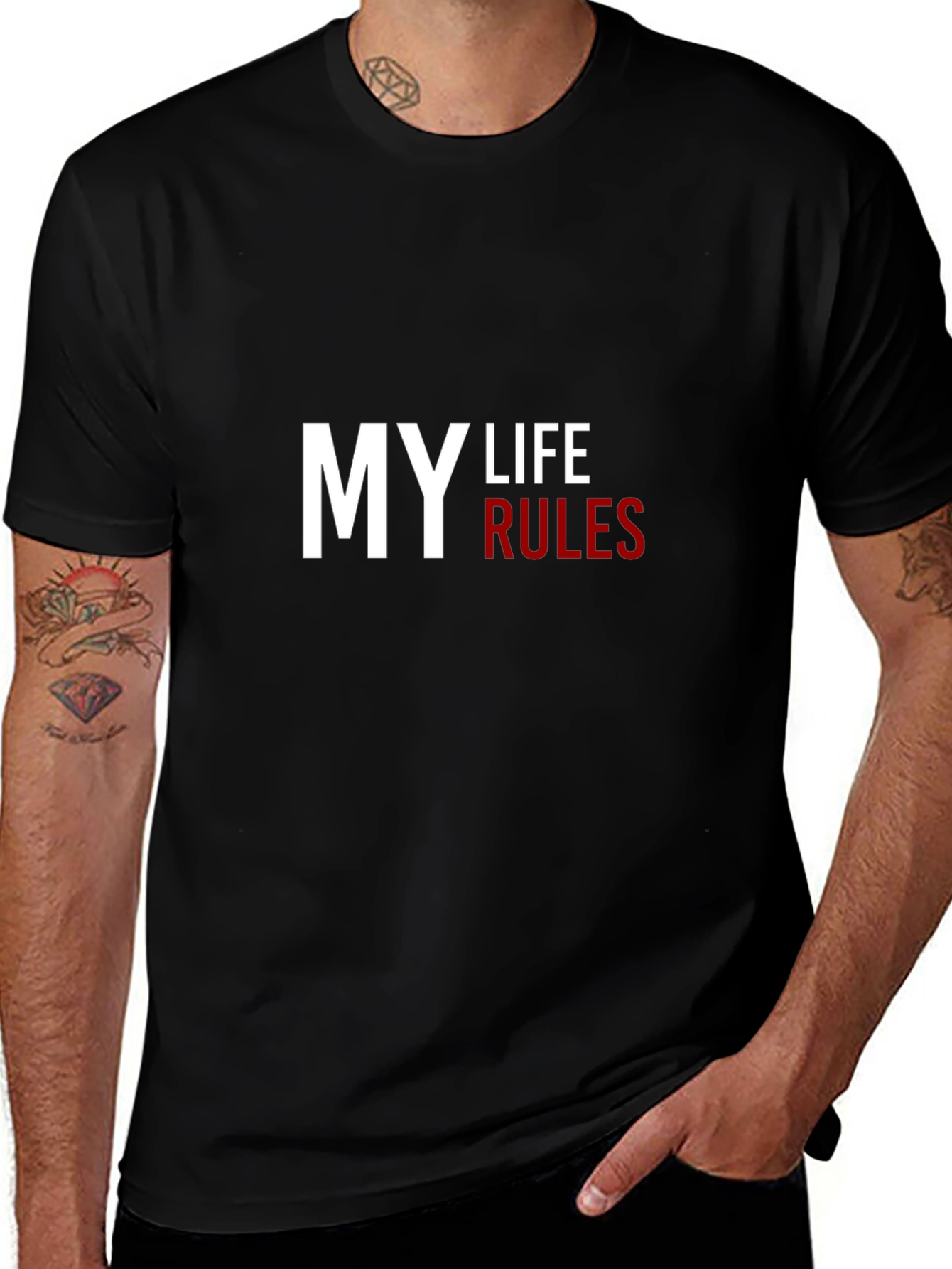 My Life Rules Black Graphic Tee