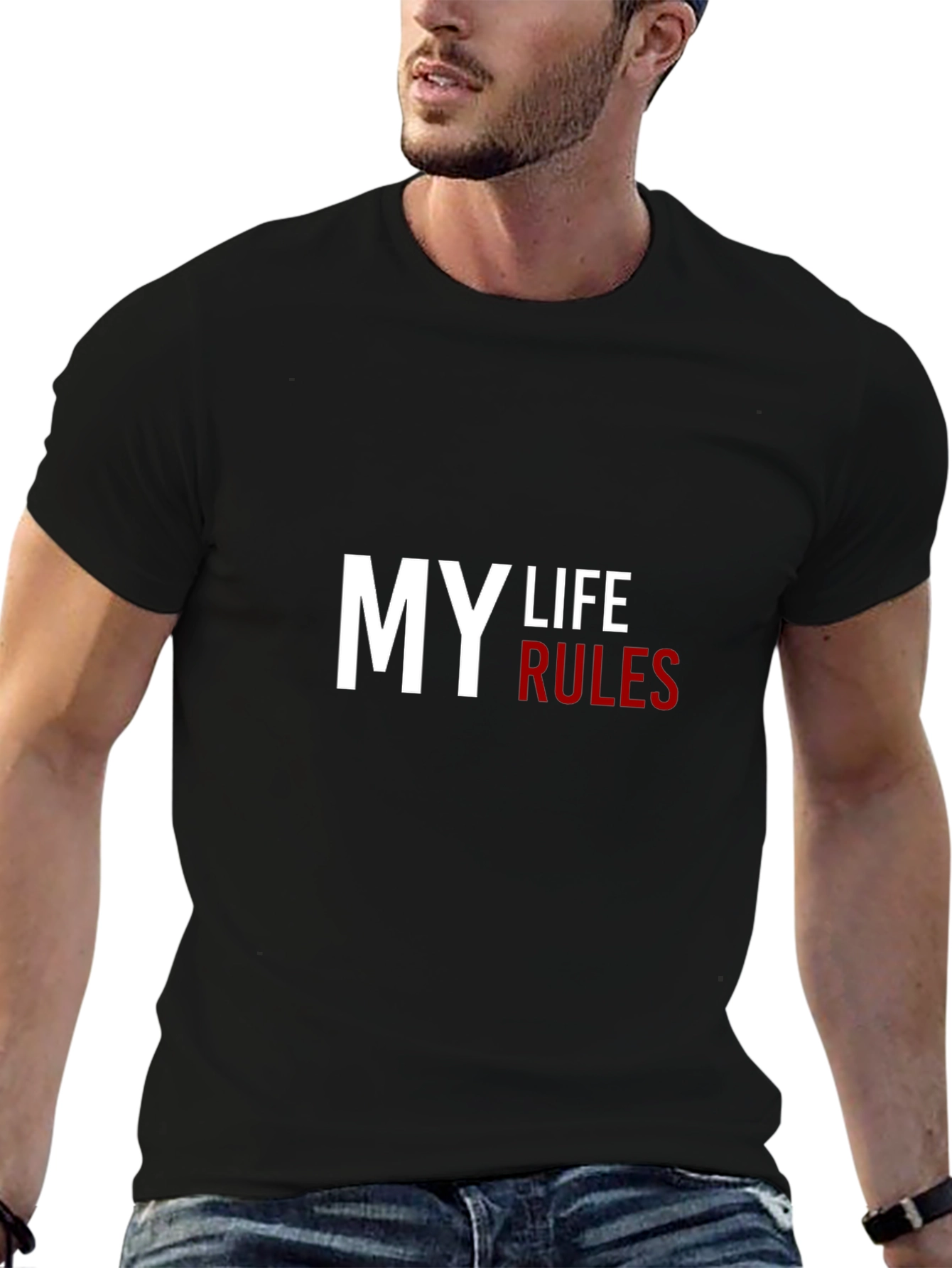 My Life Rules Black Graphic Tee