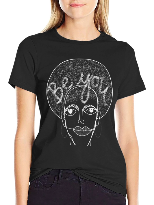 Be You Graphic Tee - Line Art Afro Woman T-Shirt