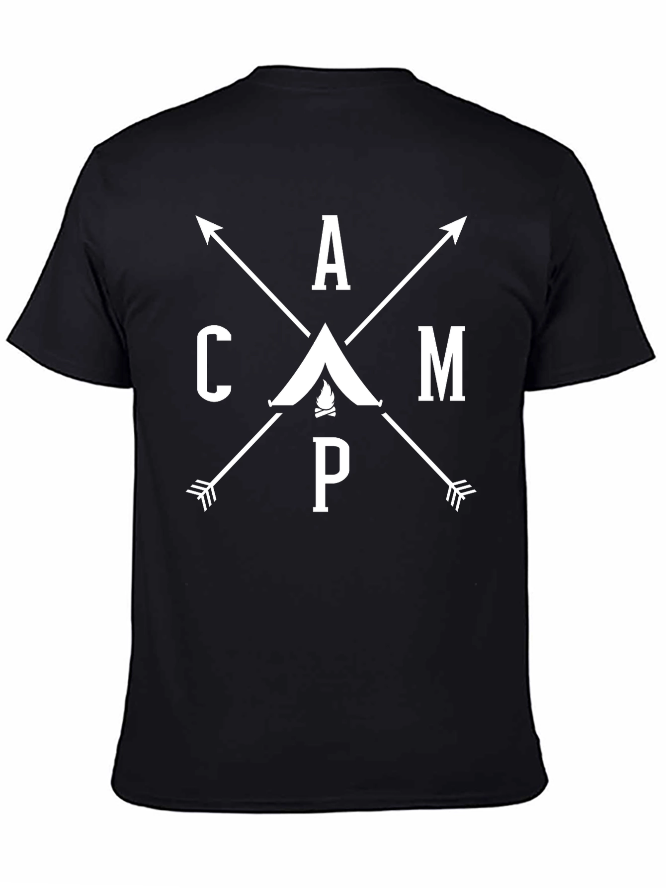 Camping Graphic Tee - Black Cotton Blend T-Shirt