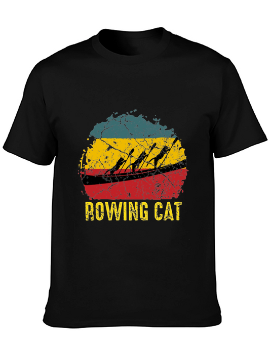 Rowing Cat Graphic Tee - Vintage Style