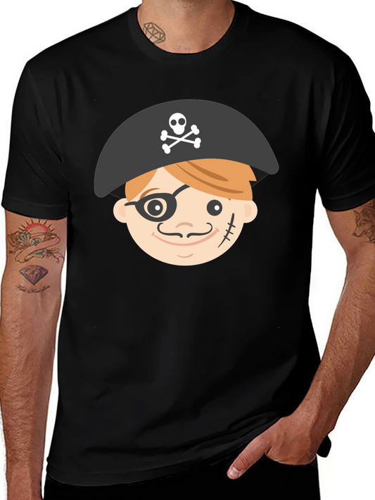 Pirate Cartoon Graphic Black T-Shirt
