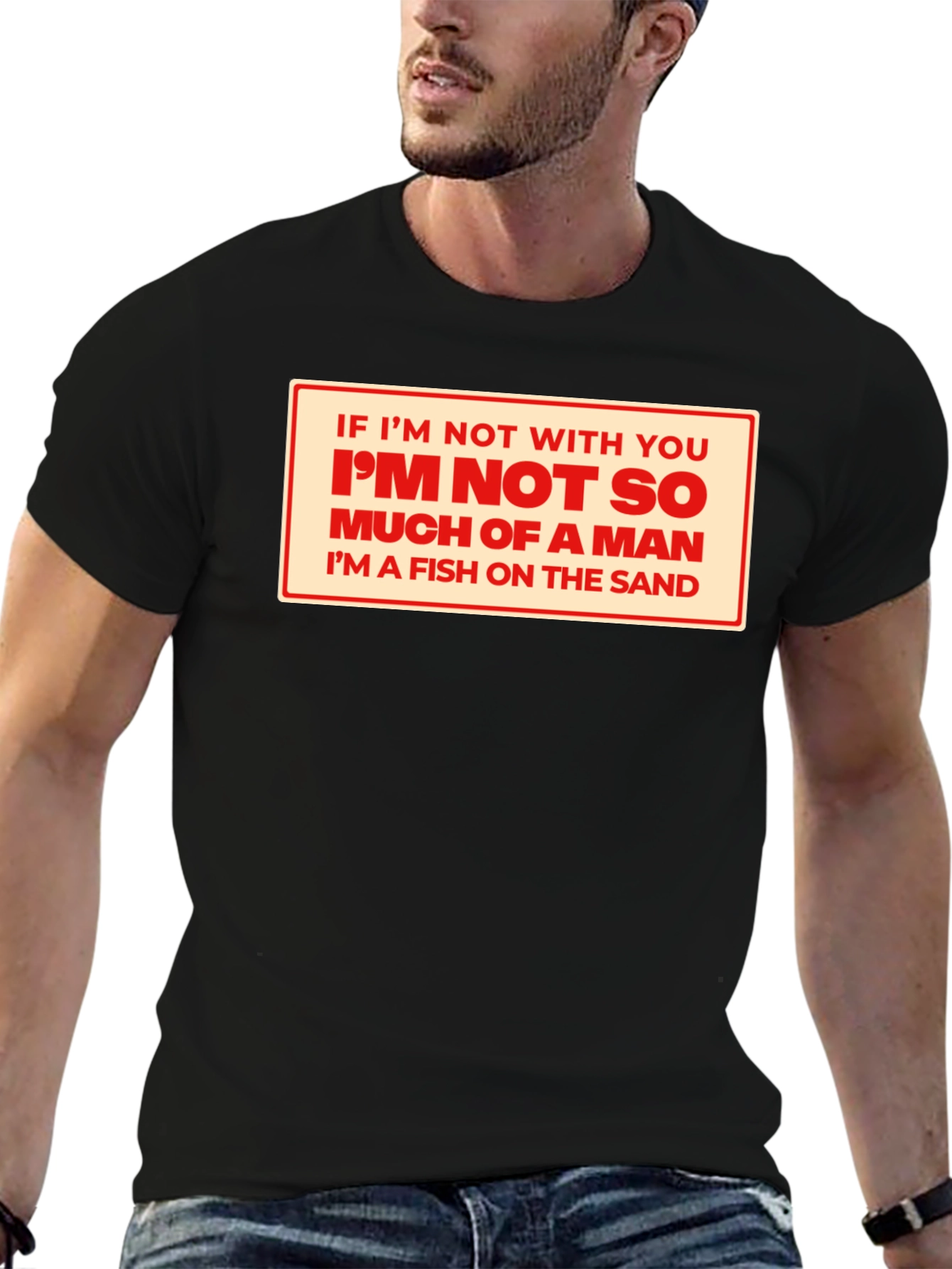 Fish on Sand T-Shirt Funny Fishing Gift