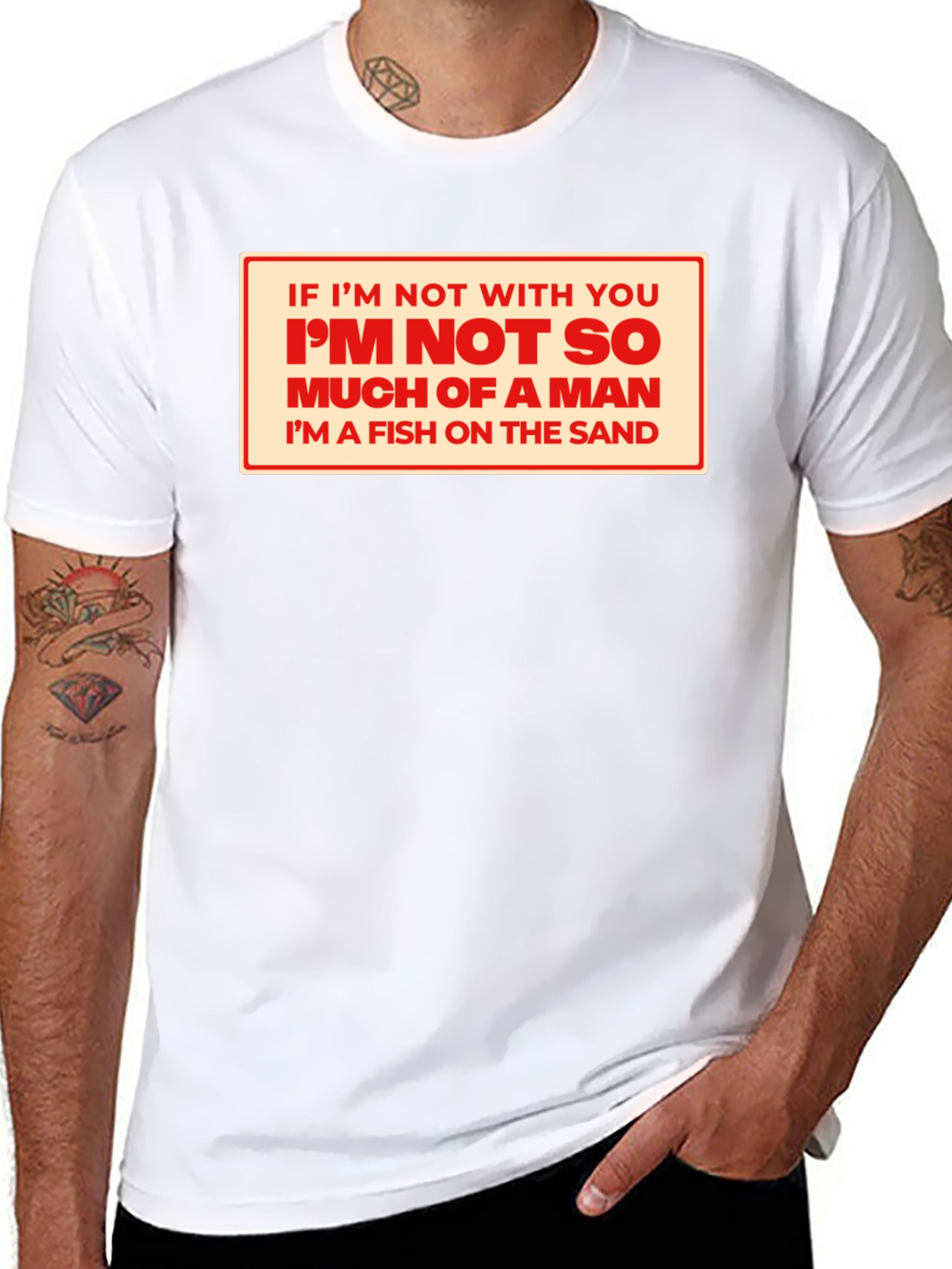 Fish on Sand T-Shirt Funny Fishing Gift