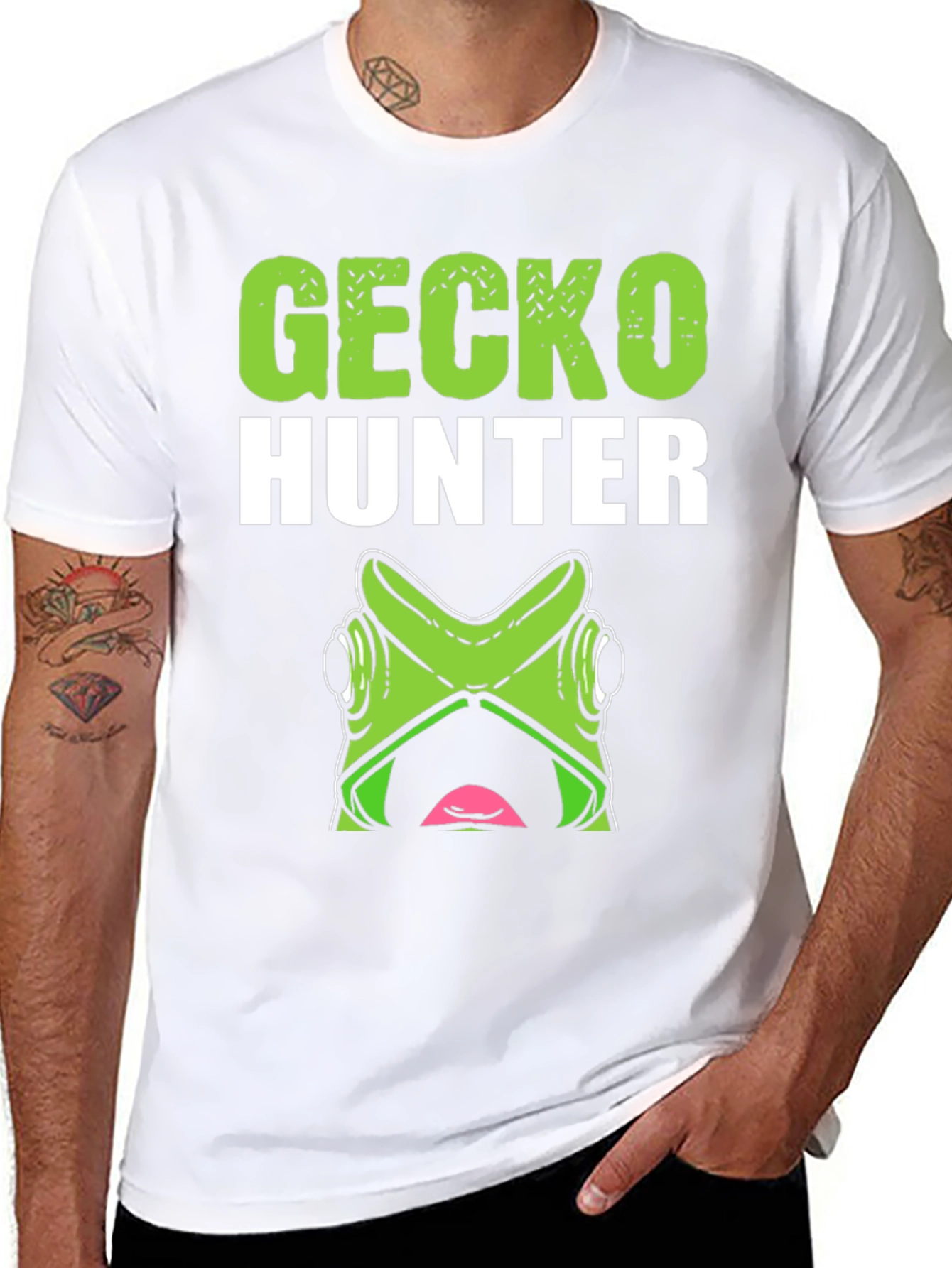 Gecko Hunter Graphic Tee - Funny Reptile Lover Shirt