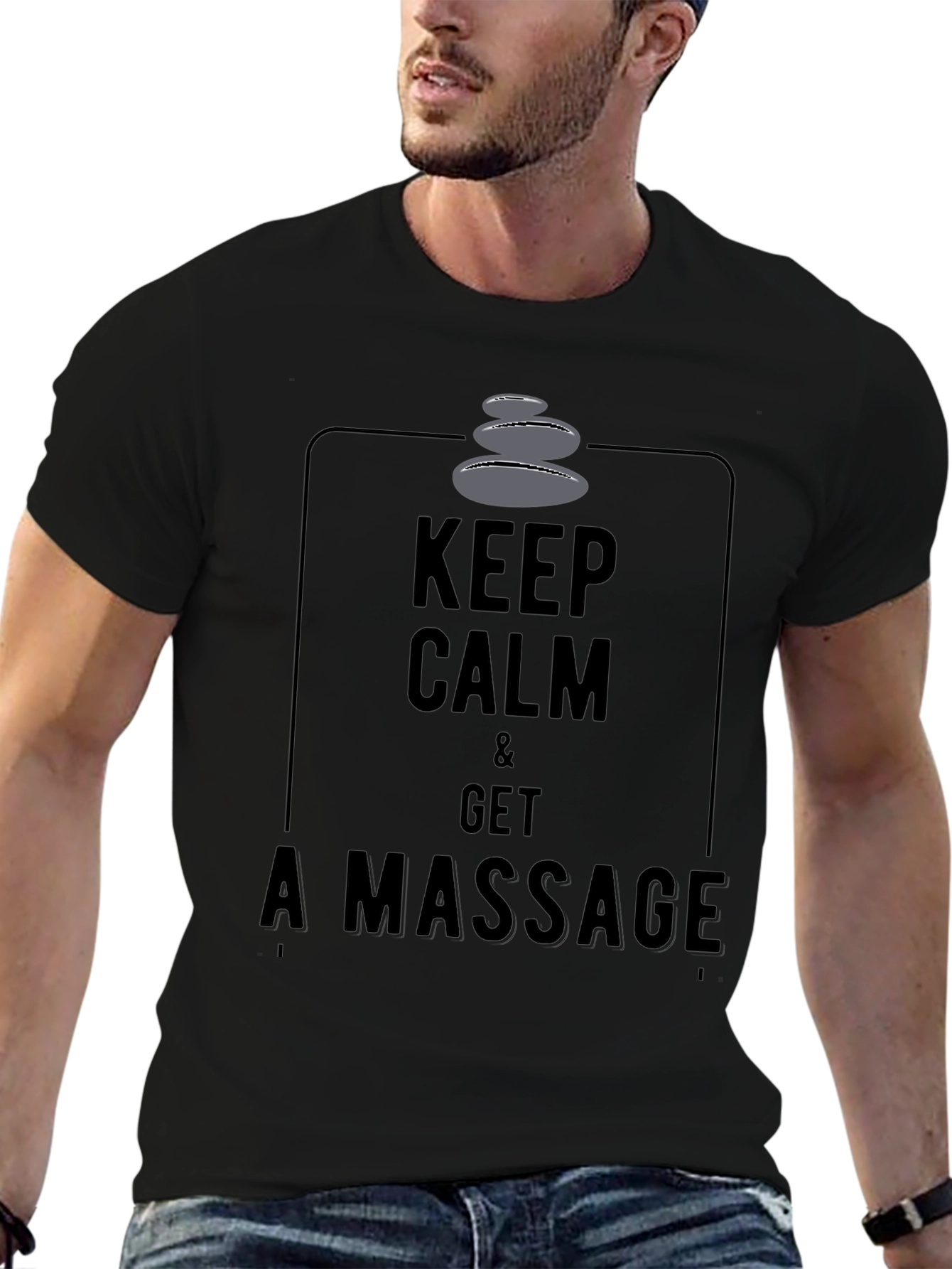 Keep Calm & Get a Massage Black Graphic Tee