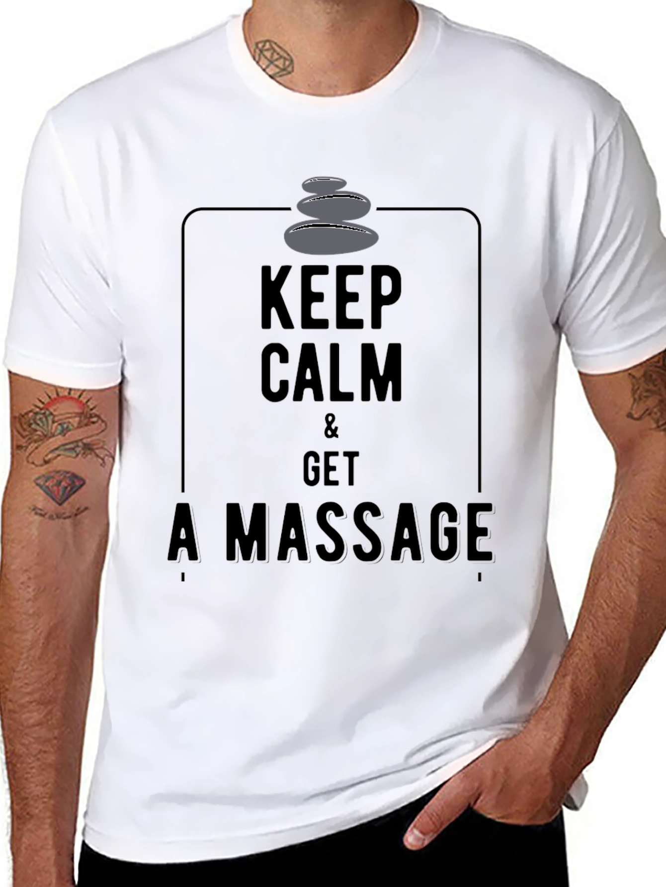 Keep Calm & Get a Massage Black Graphic Tee