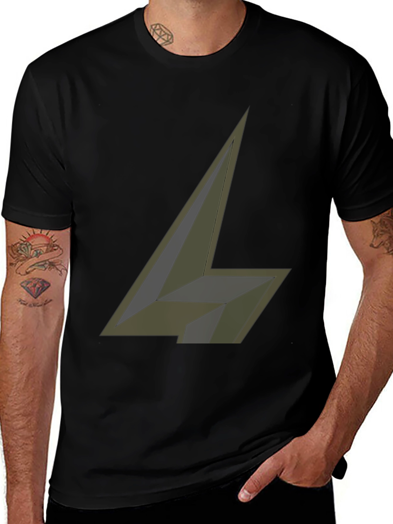 Abstract Geometric Design Black T-Shirt