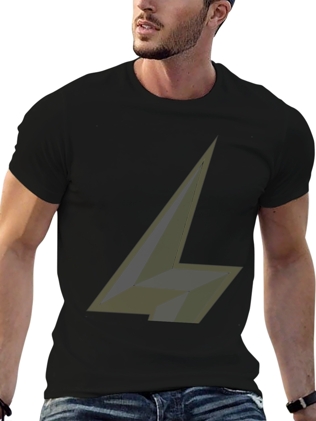 Abstract Geometric Design Black T-Shirt