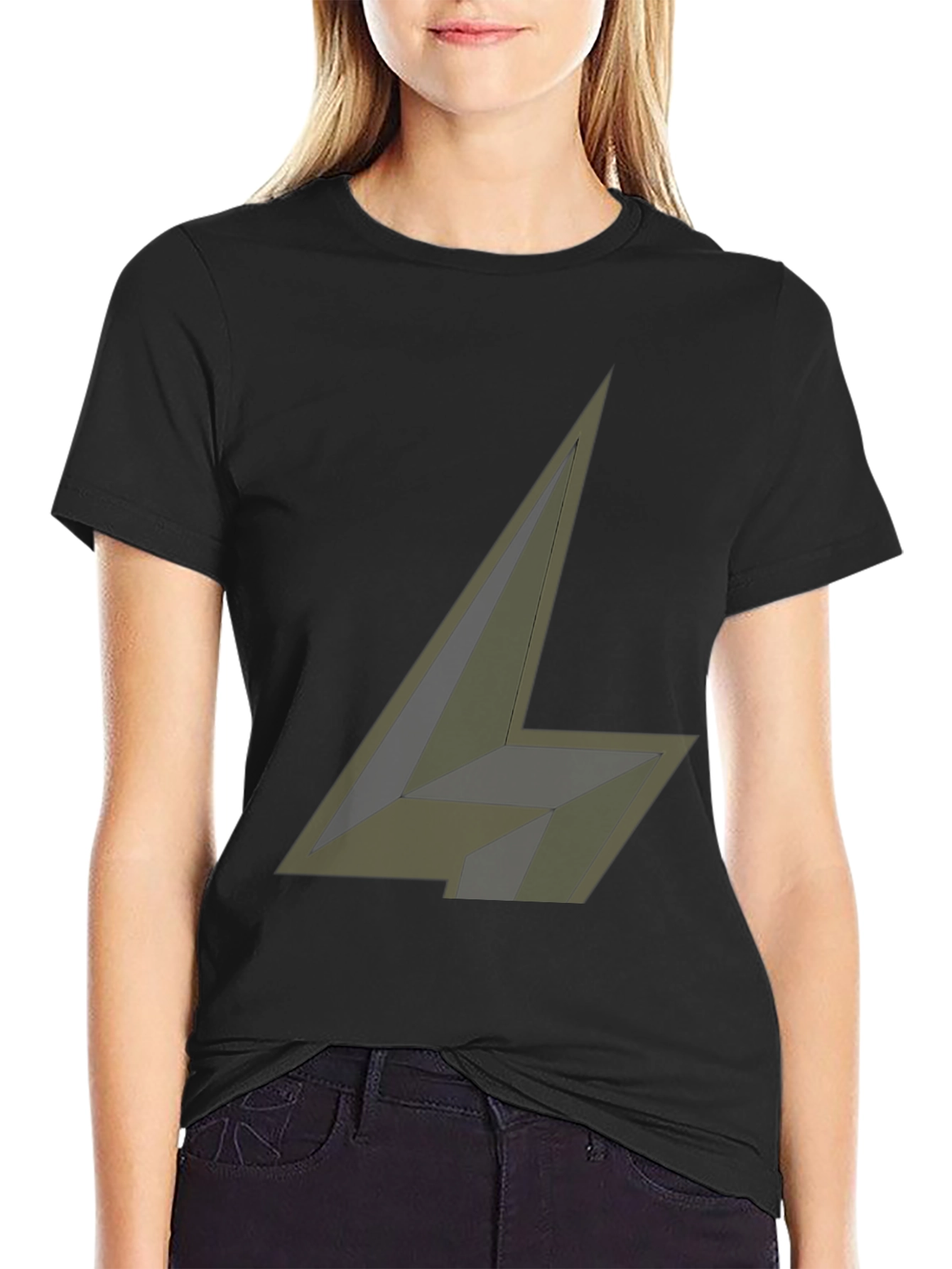 Abstract Geometric Design Black T-Shirt