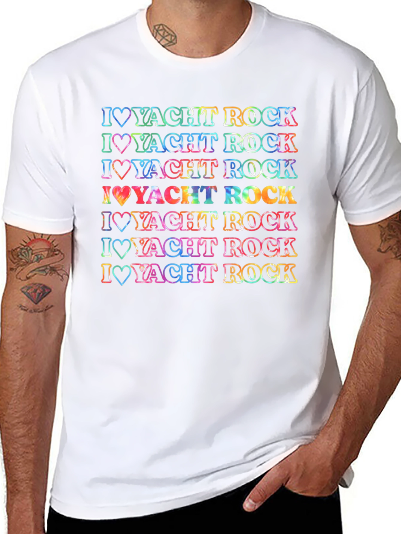 I Love Yacht Rock Retro Rainbow Graphic Tee