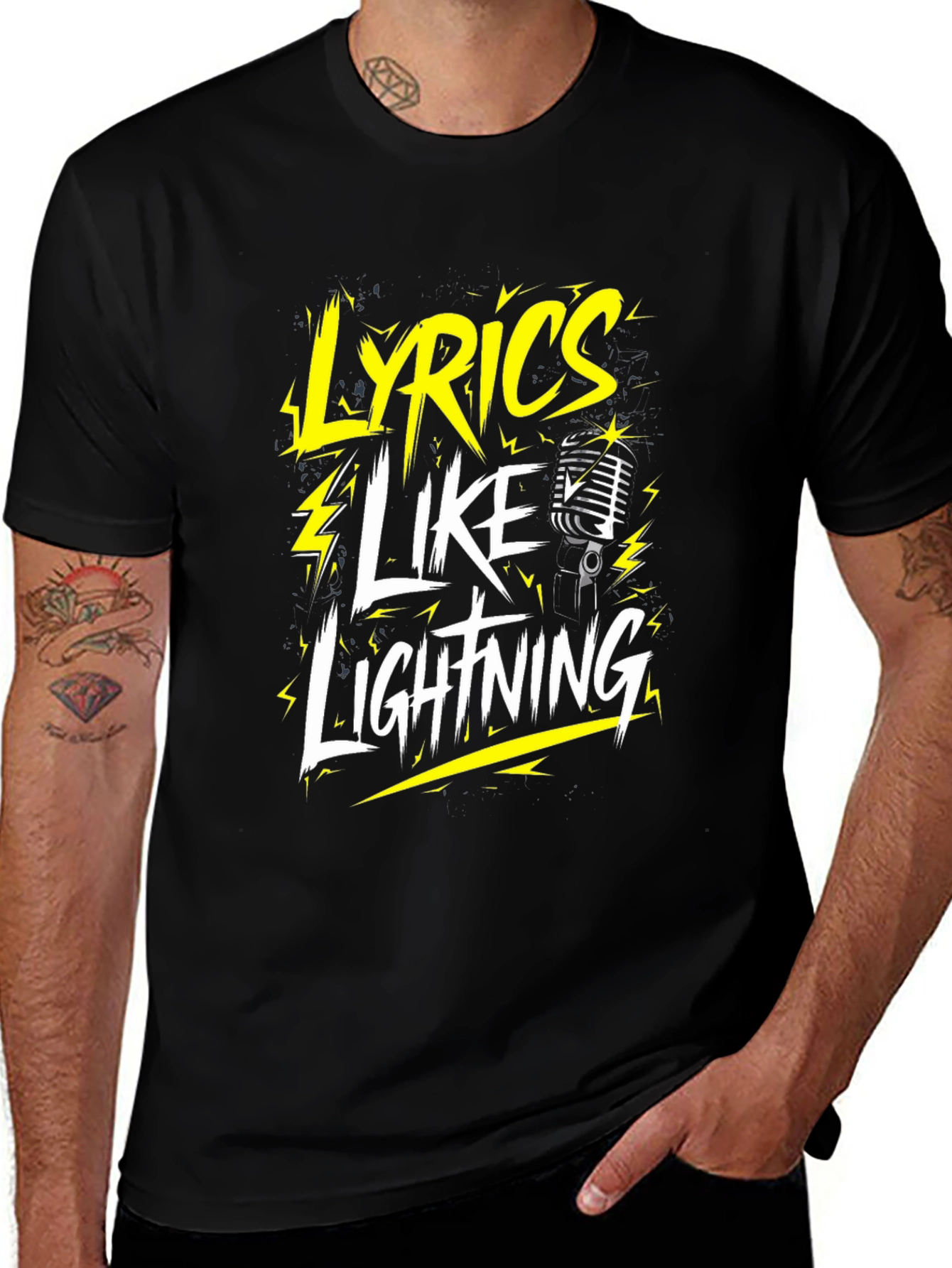 Lyrics Like Lightning Graphic T-Shirt - Black