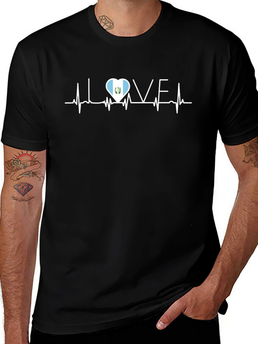 Guatemala Flag Heartbeat Love T-Shirt