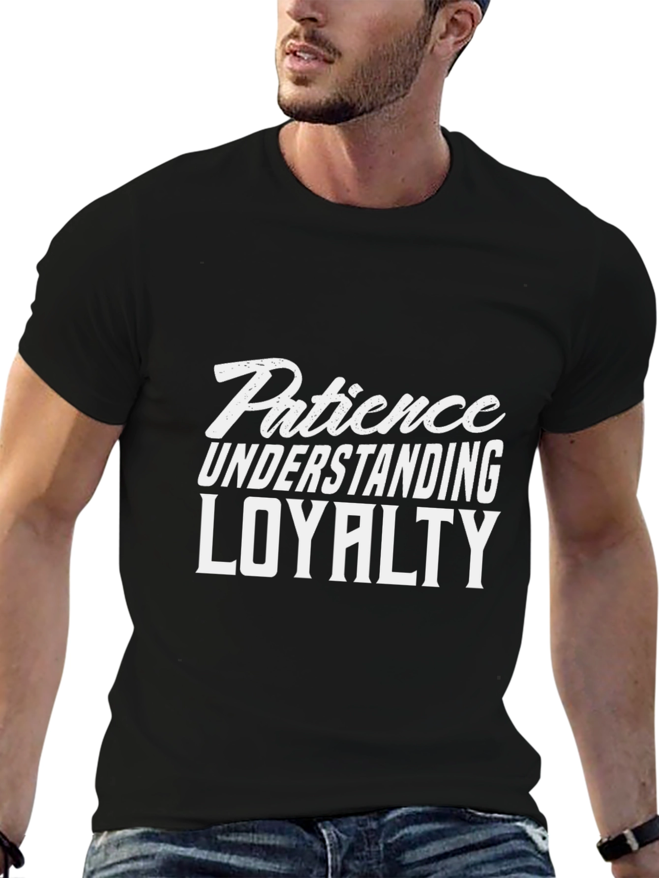 Patience Loyalty Understanding Mens Black Graphic Tee