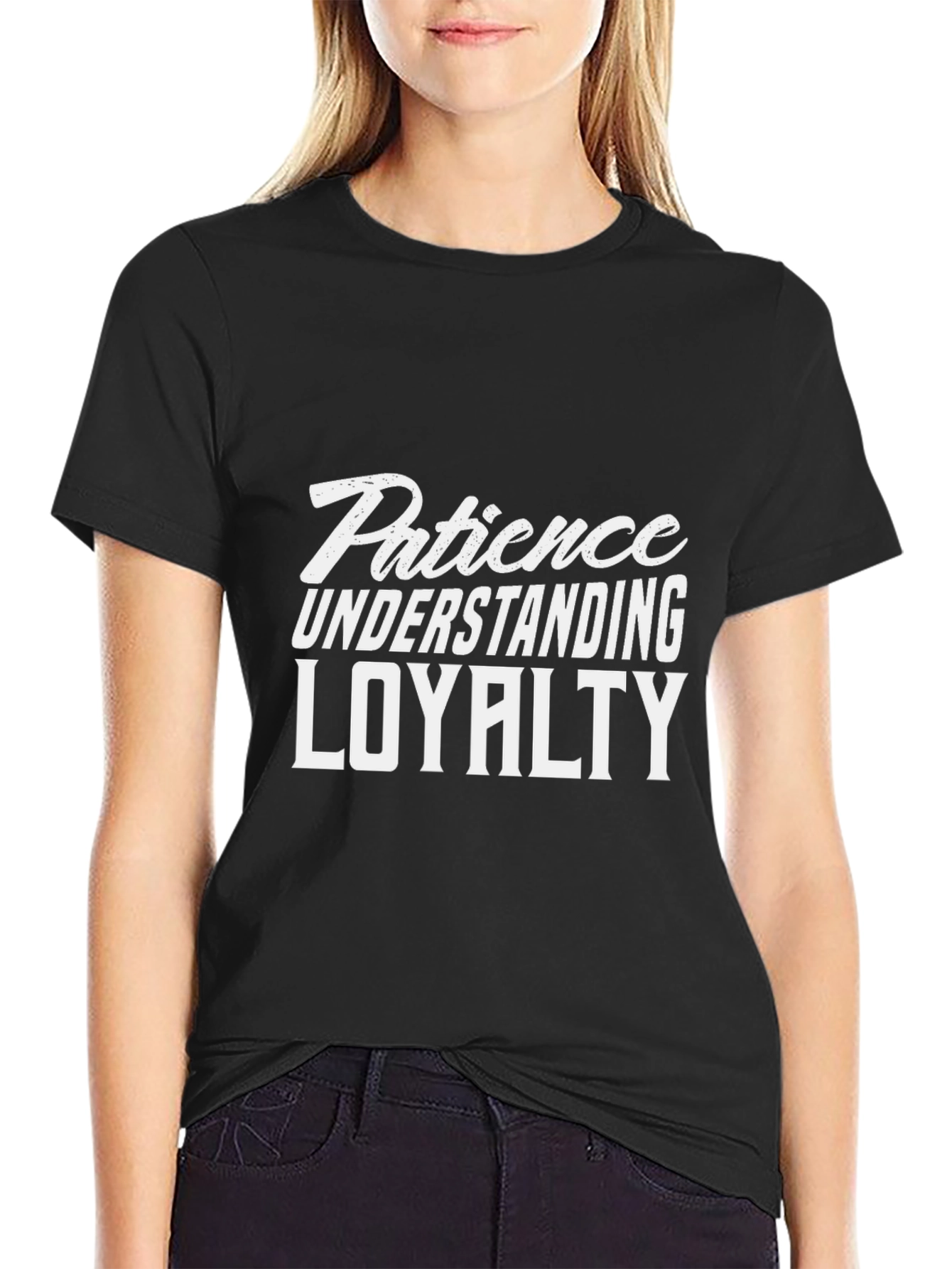 Patience Loyalty Understanding Mens Black Graphic Tee