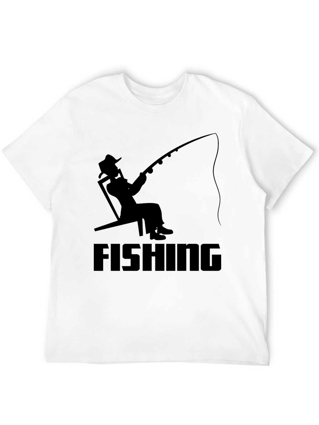 Fishing Silhouette Graphic T-Shirt - Black