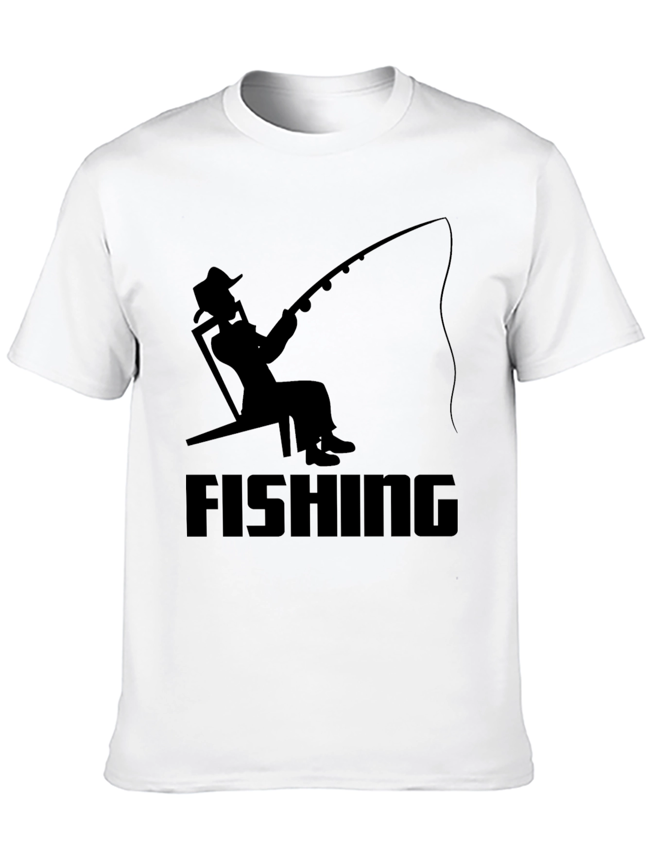 Fishing Silhouette Graphic T-Shirt - Black