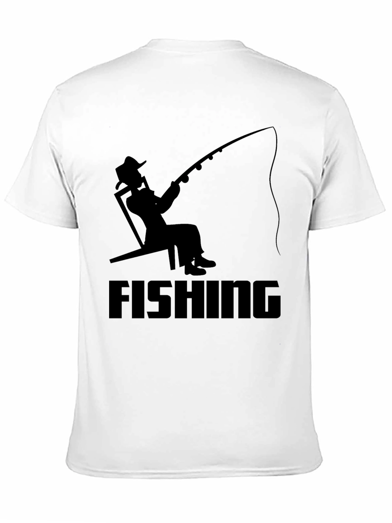 Fishing Silhouette Graphic T-Shirt - Black