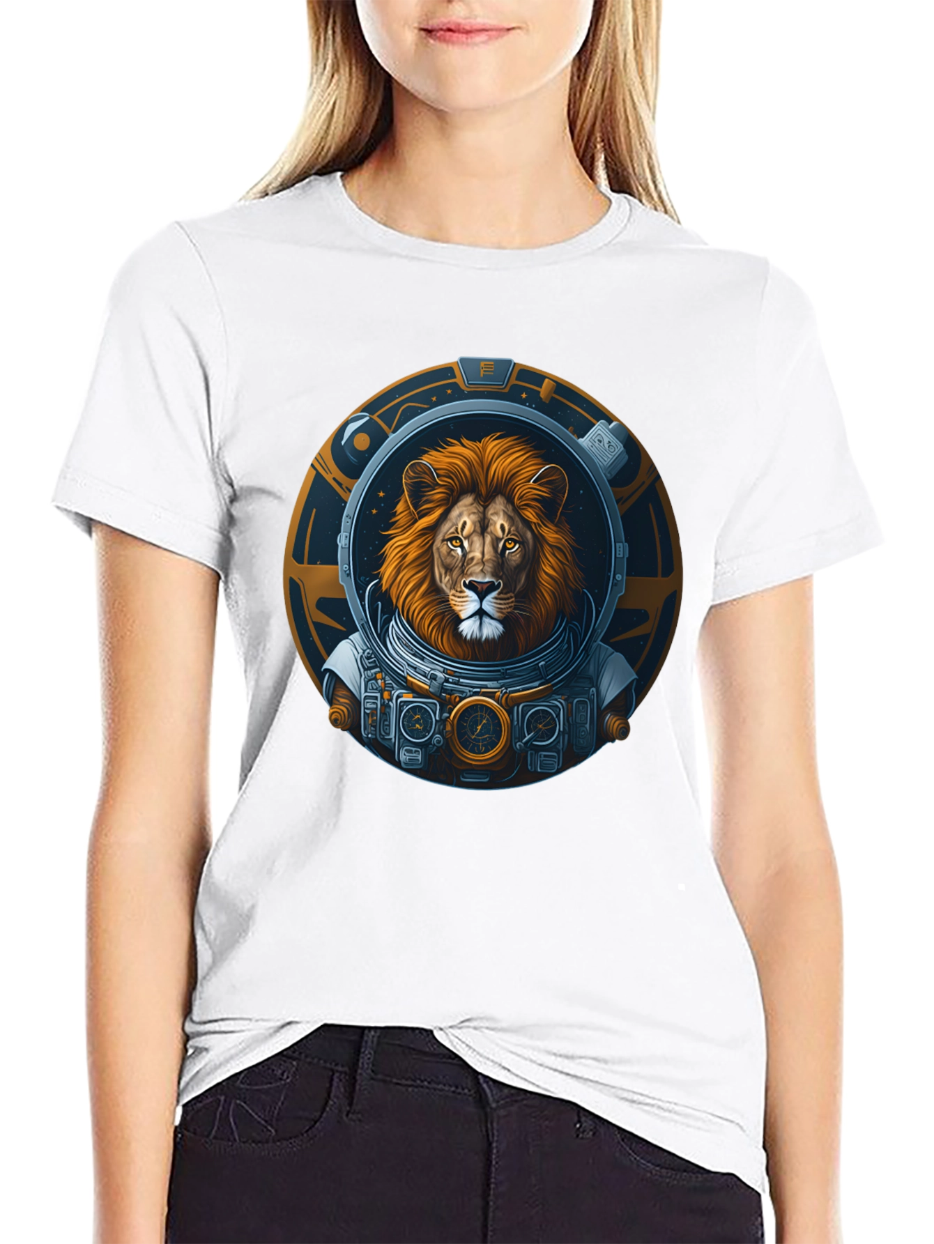 Lion Astronaut Graphic T-Shirt - Unique Space Design