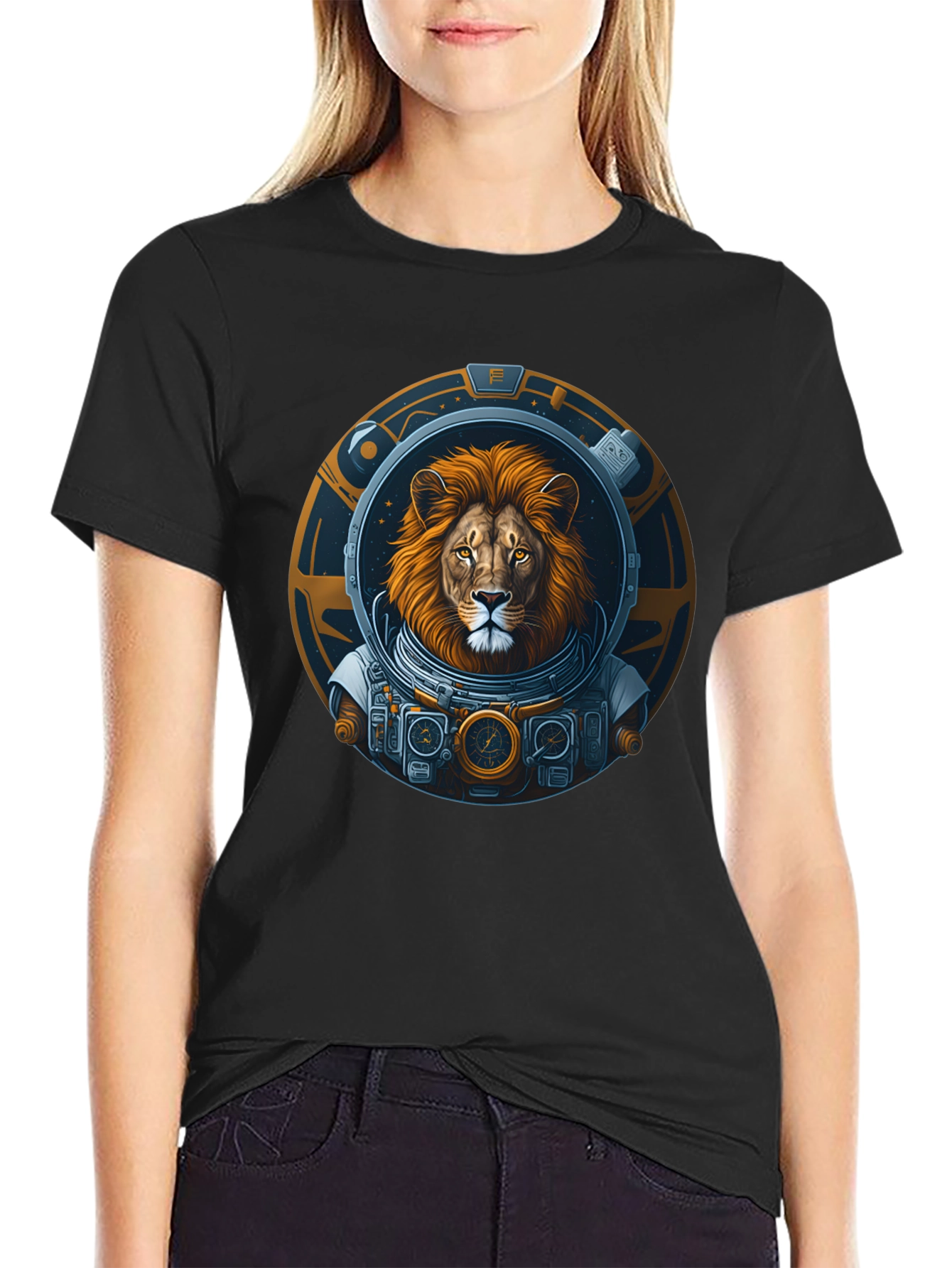 Lion Astronaut Graphic T-Shirt - Unique Space Design
