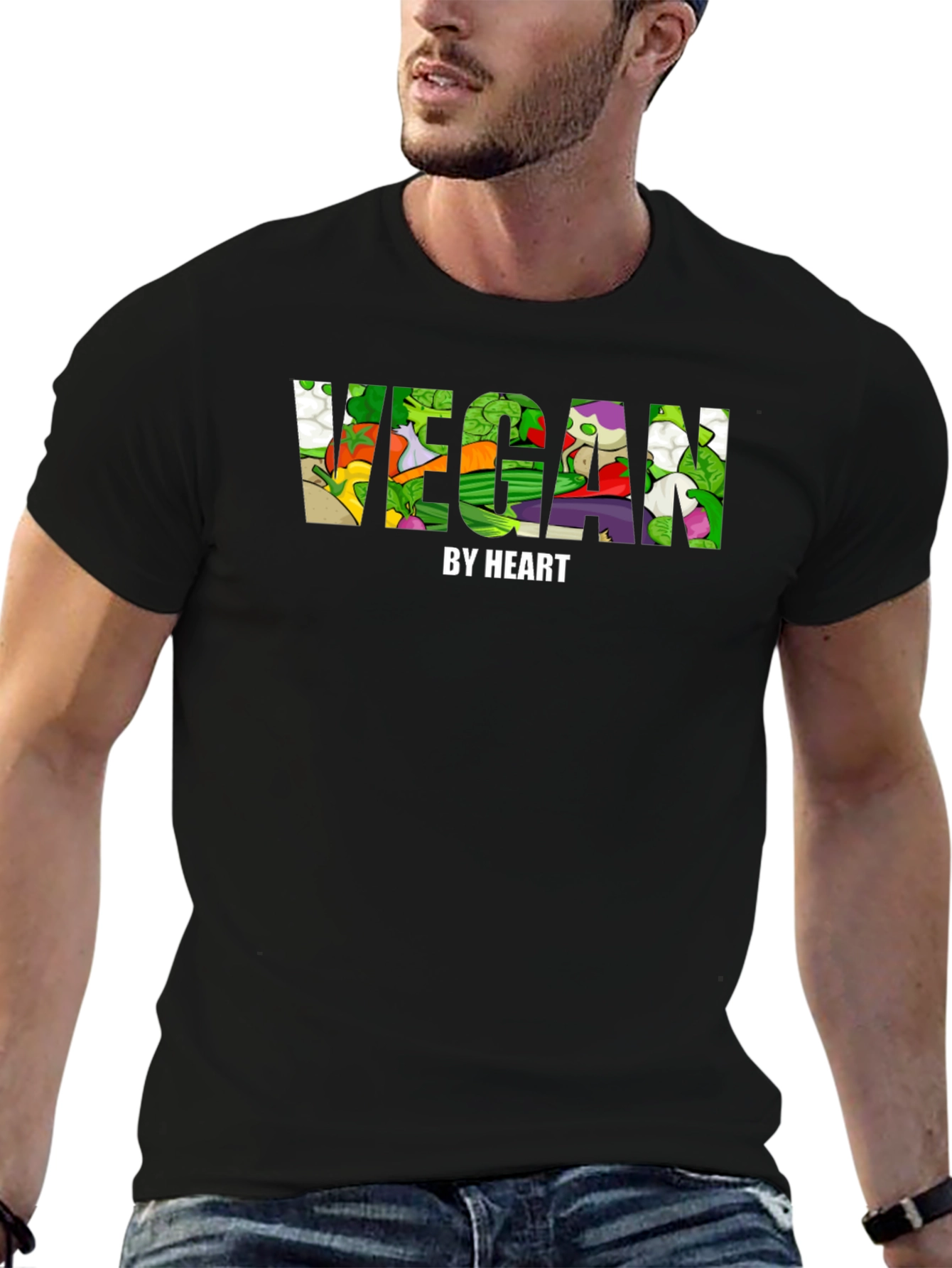 Vegan By Heart Graphic Tee - Mens Black T-Shirt