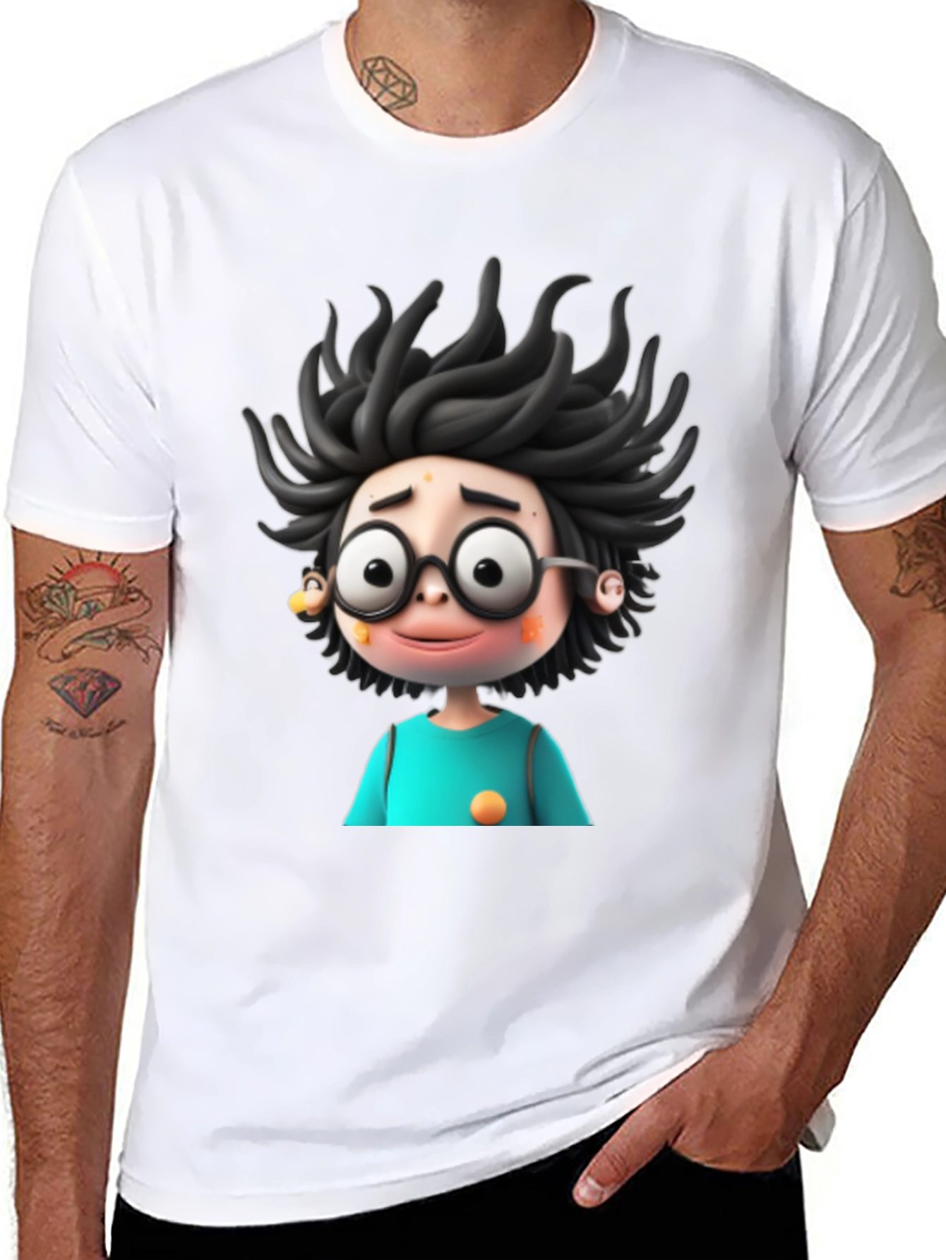 Cartoon Character Graphic Black T-Shirt