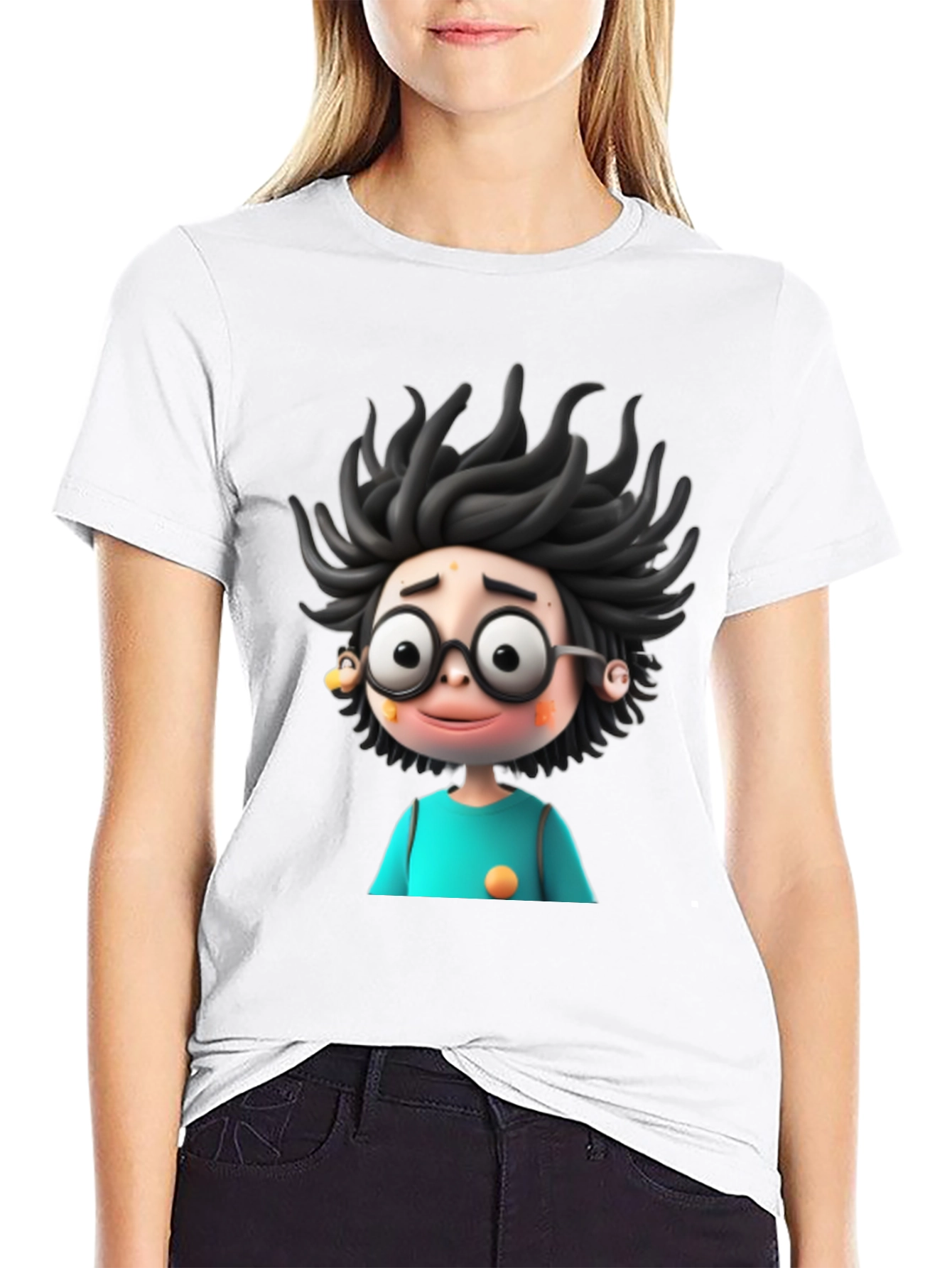 Cartoon Character Graphic Black T-Shirt