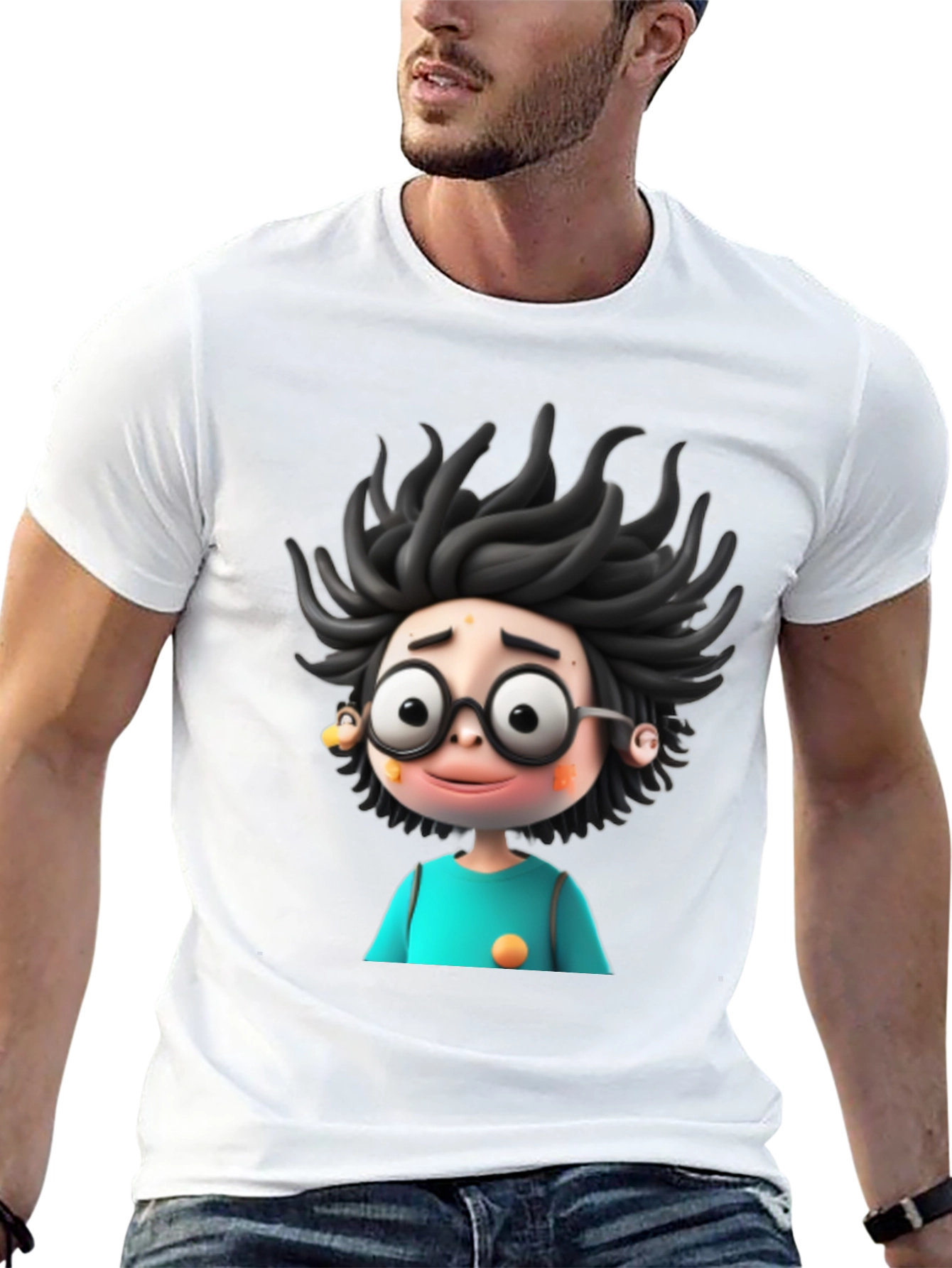 Cartoon Character Graphic Black T-Shirt