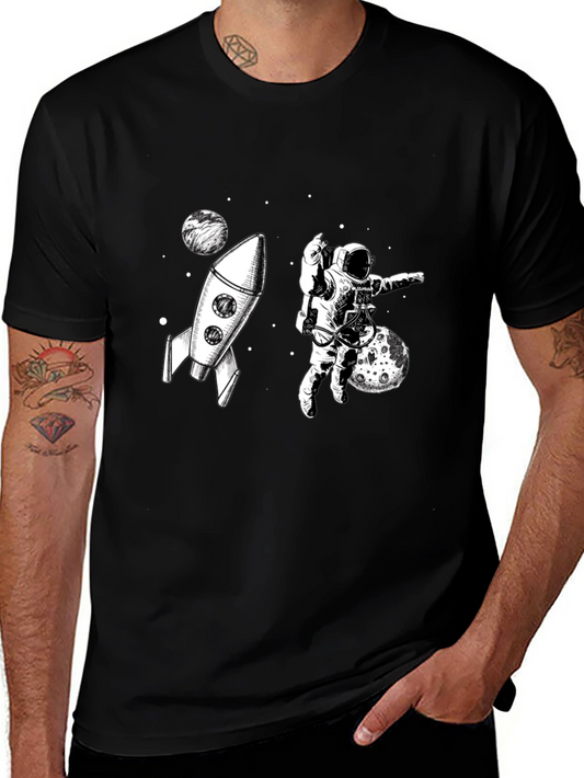 Space Explorer Graphic Tee - Black Cotton T-Shirt