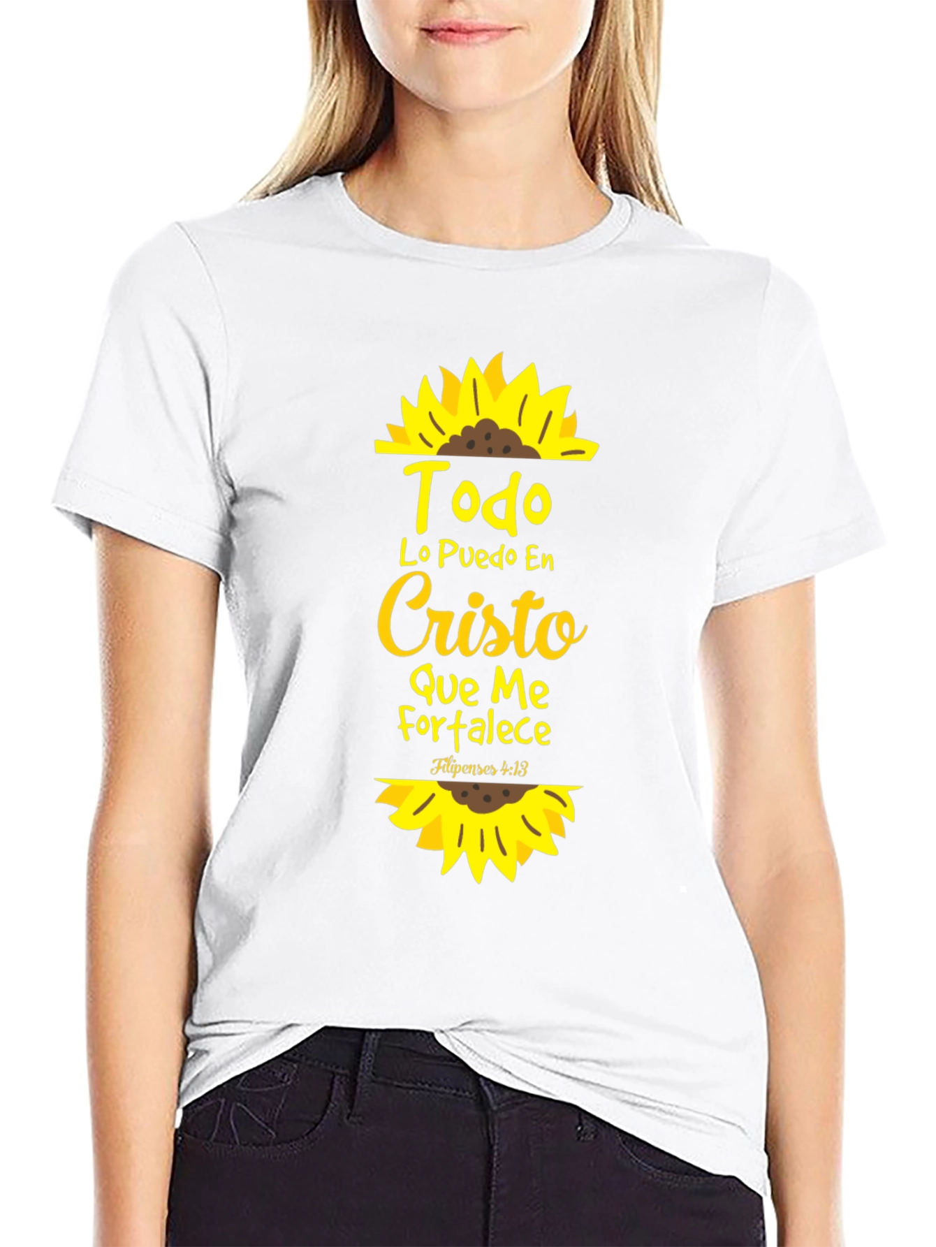 Todo Lo Puedo En Cristo Sunflower T-Shirt