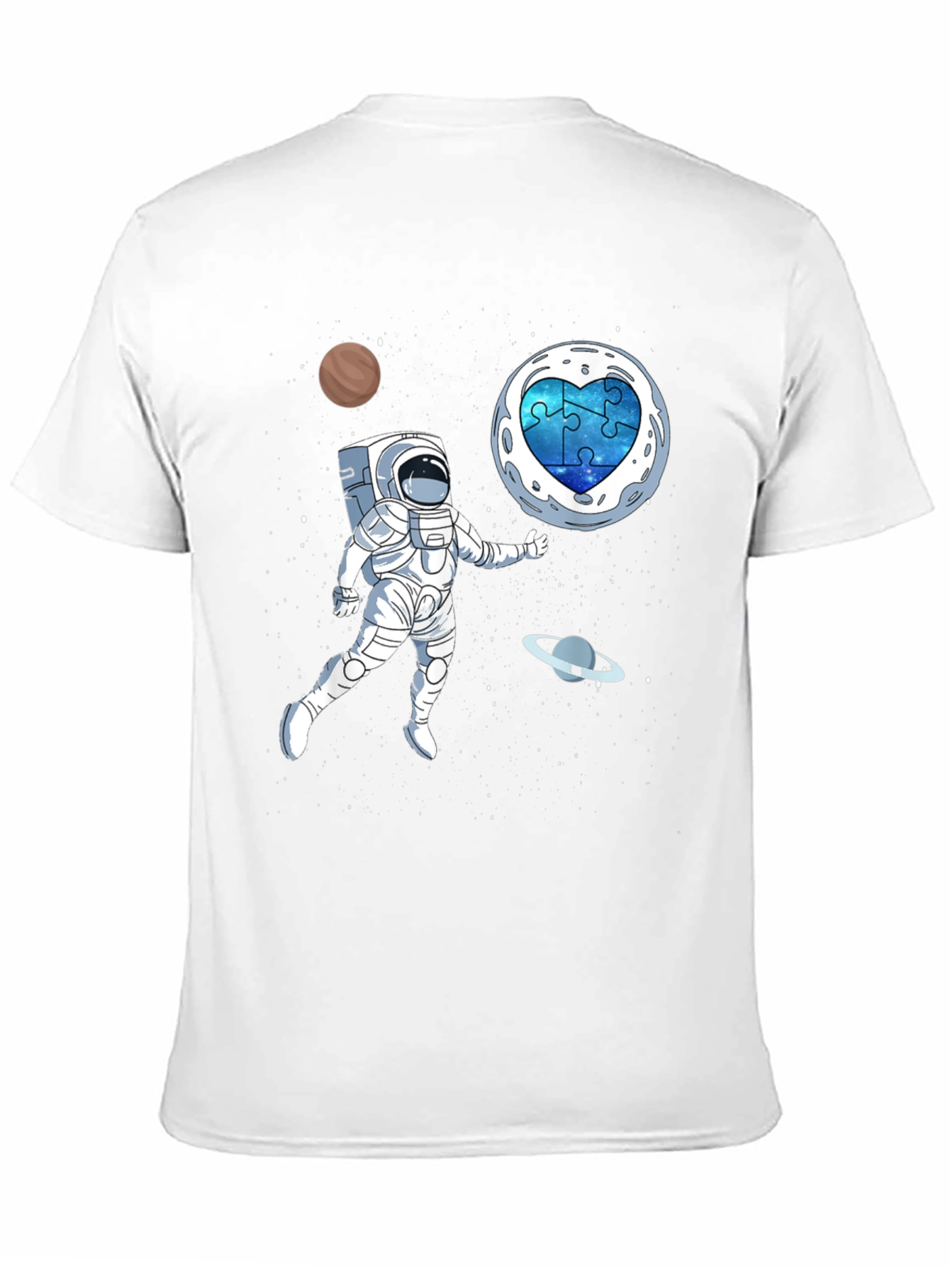 Astronaut Autism Awareness T-Shirt Space Puzzle Heart