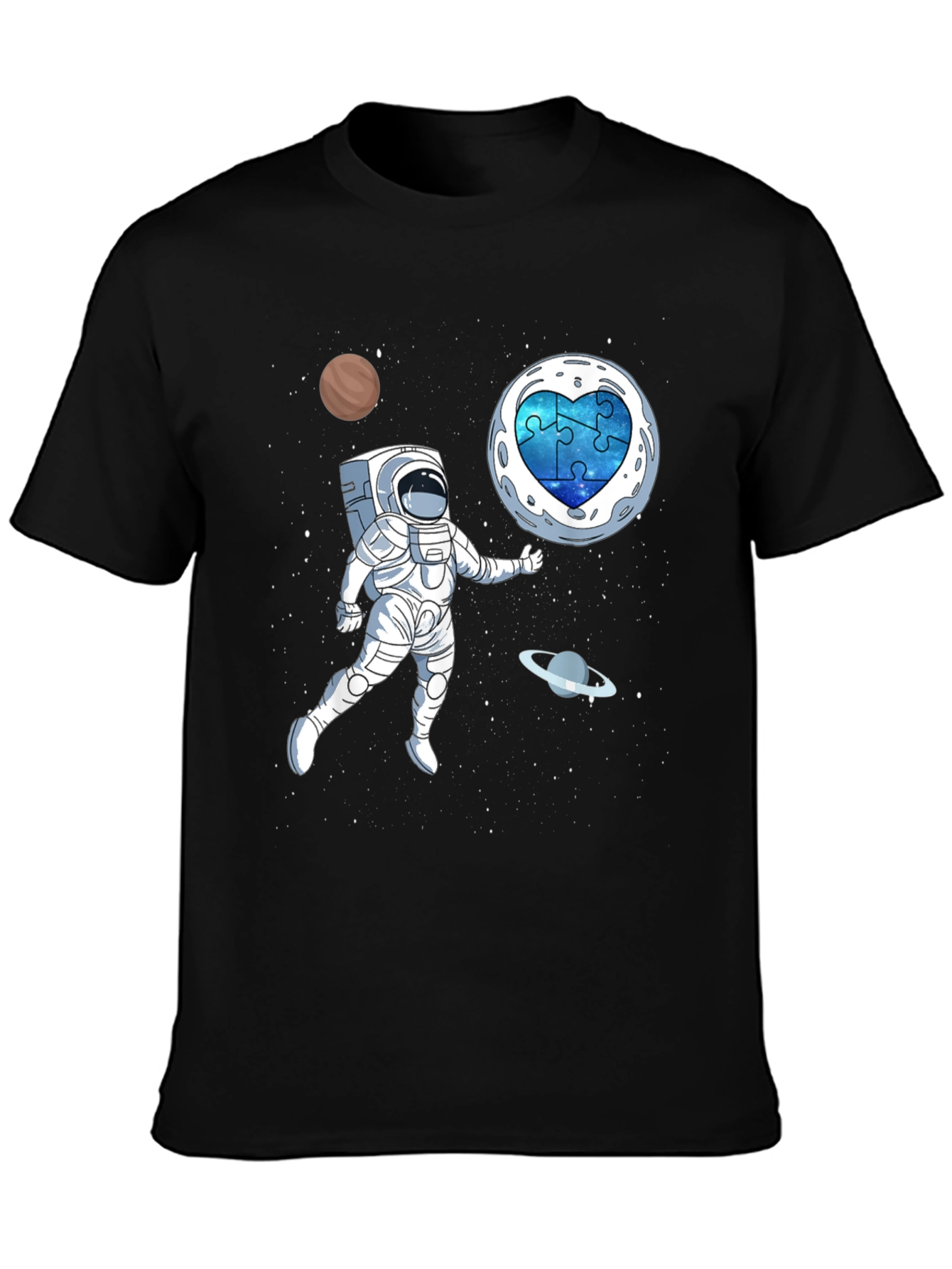 Astronaut Autism Awareness T-Shirt Space Puzzle Heart