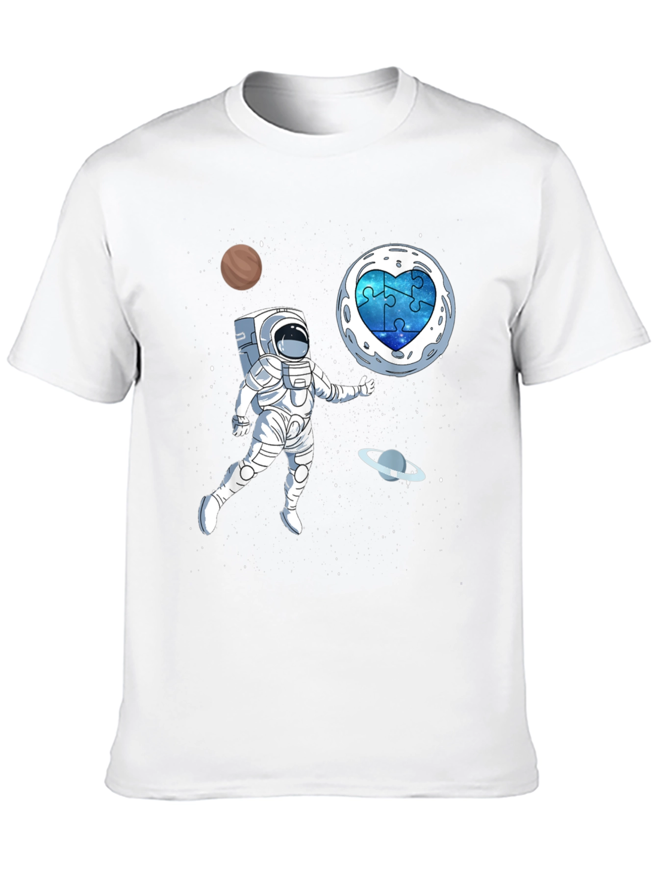 Astronaut Autism Awareness T-Shirt Space Puzzle Heart