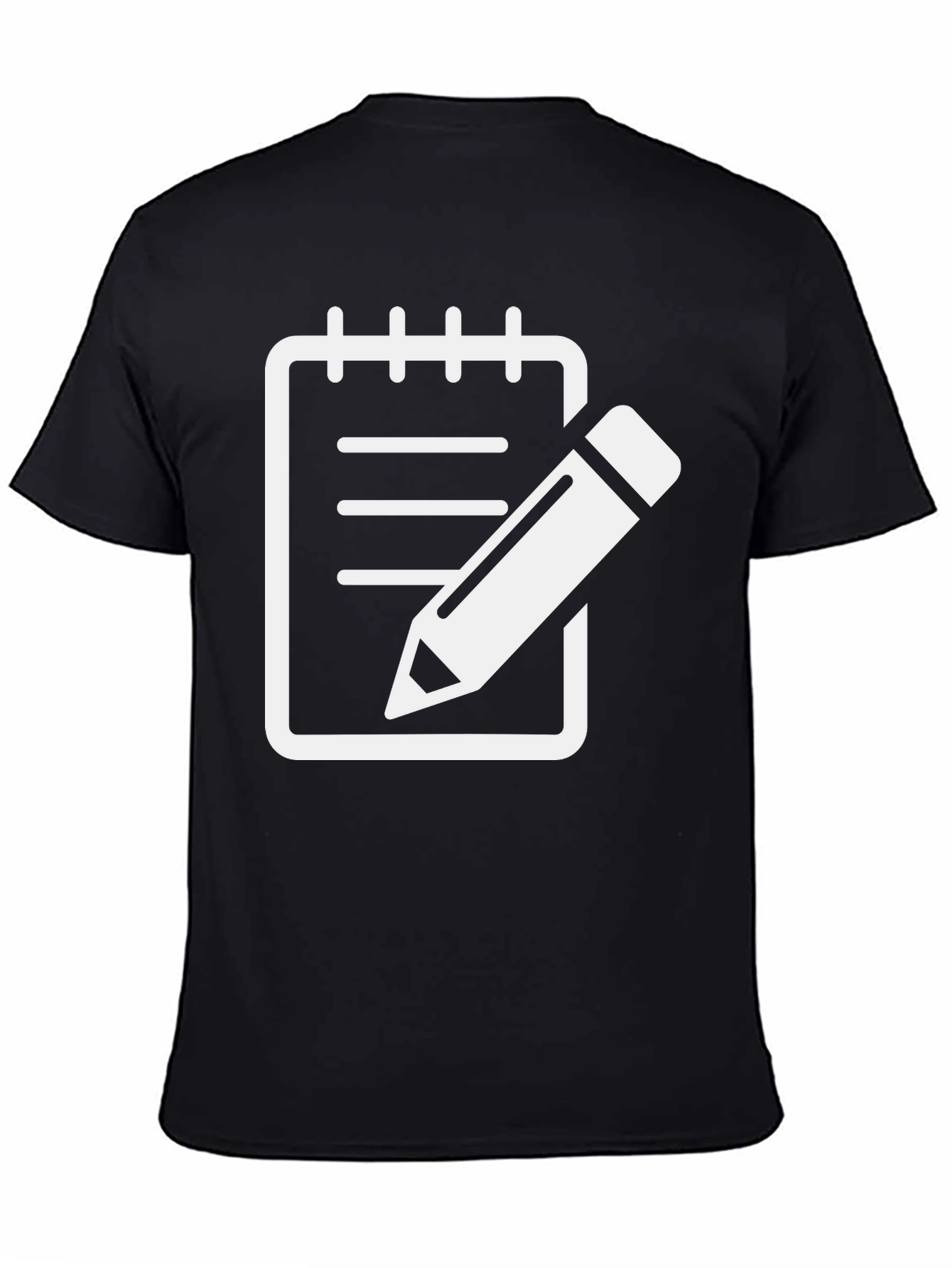 Notebook & Pencil Graphic Tee - Black Cotton Shirt
