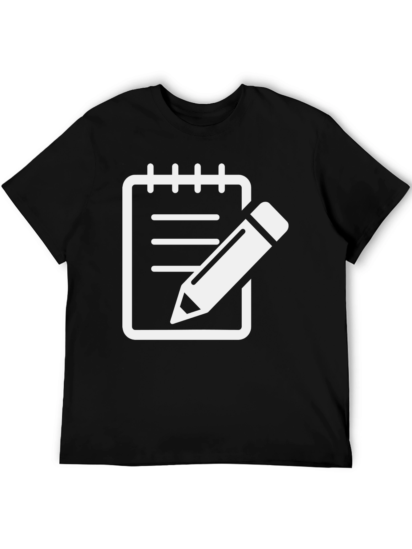 Notebook & Pencil Graphic Tee - Black Cotton Shirt