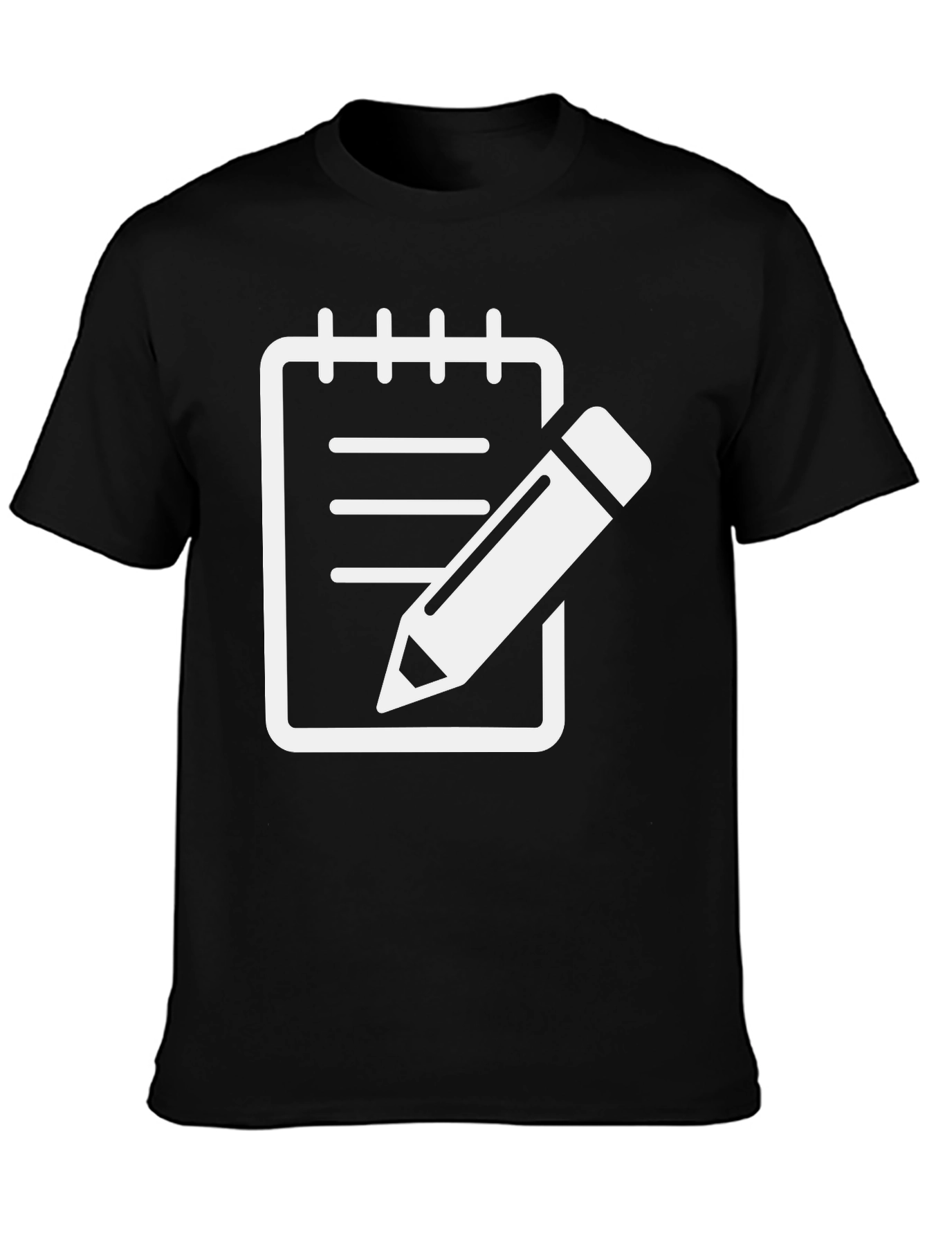 Notebook & Pencil Graphic Tee - Black Cotton Shirt