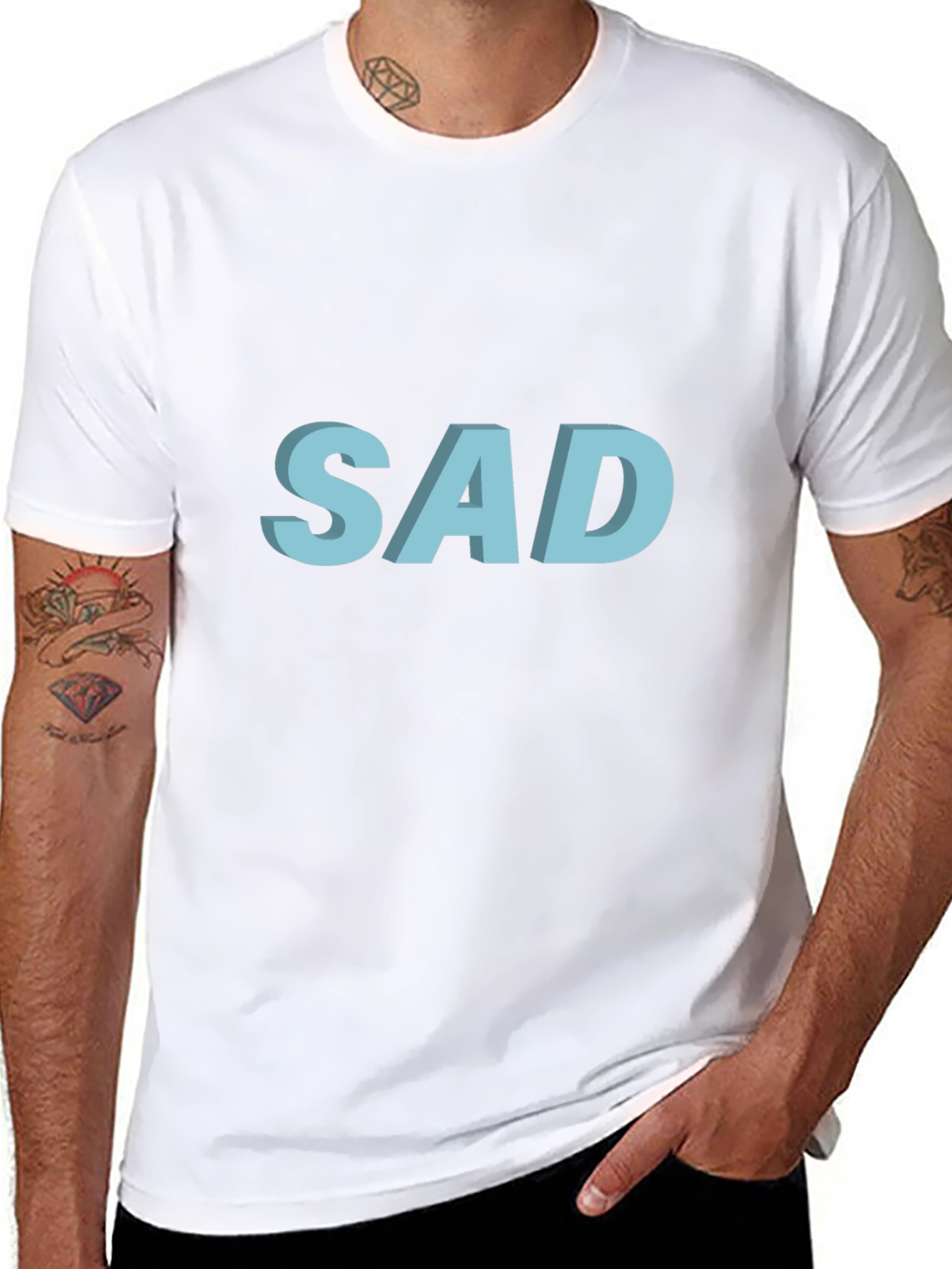 SAD Graphic T-Shirt - Black Cotton Blend