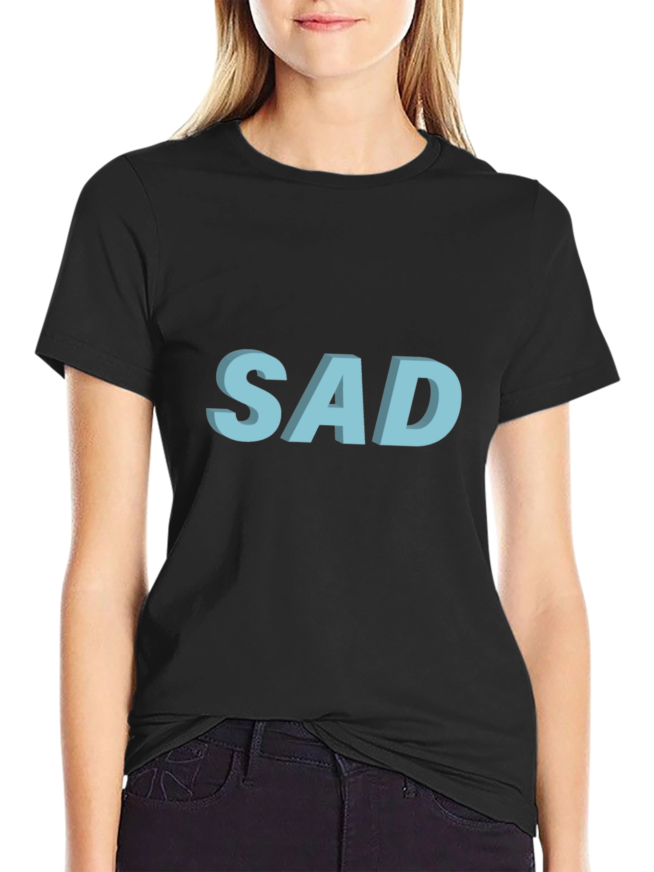 SAD Graphic T-Shirt - Black Cotton Blend