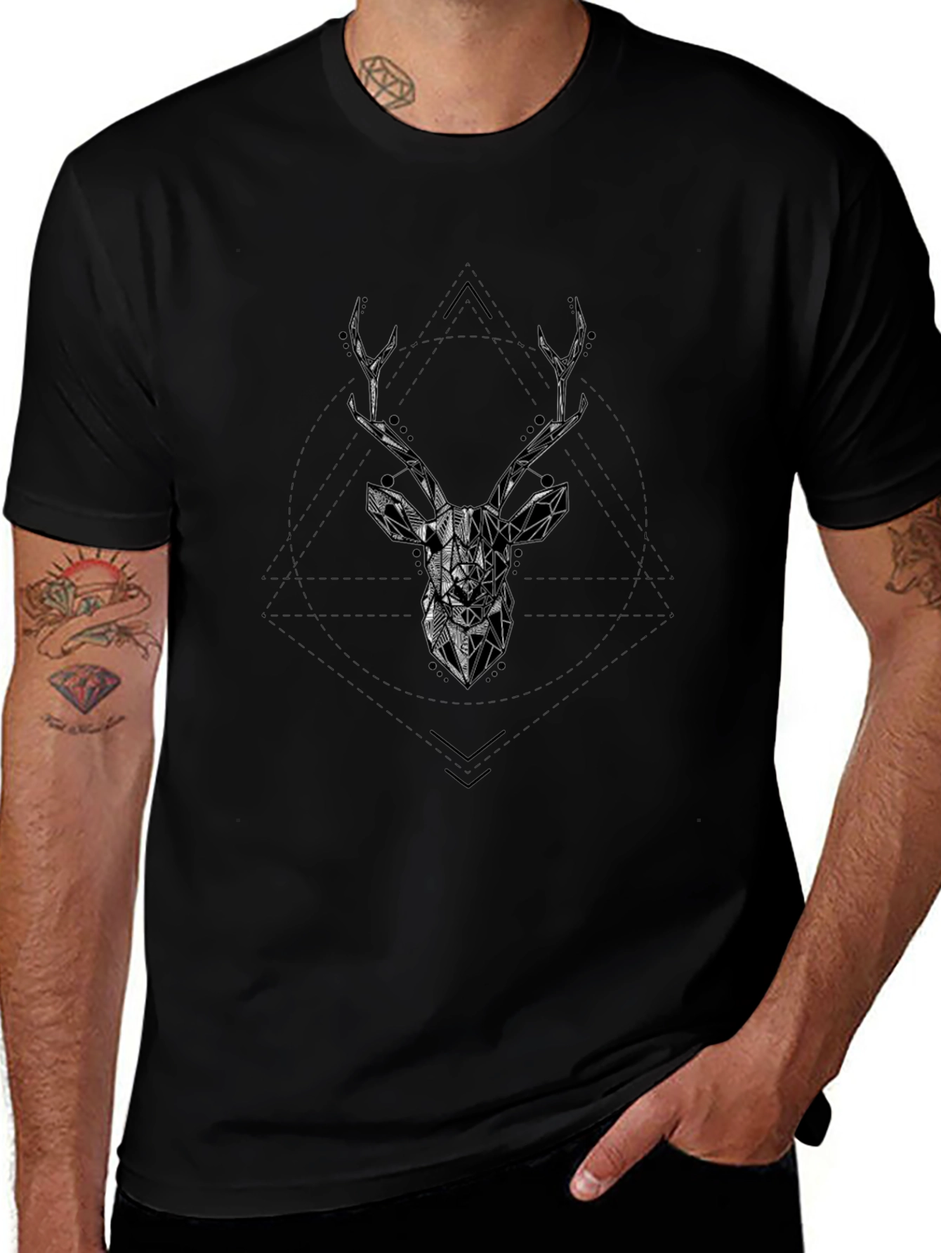Geometric Deer Head Graphic T-Shirt