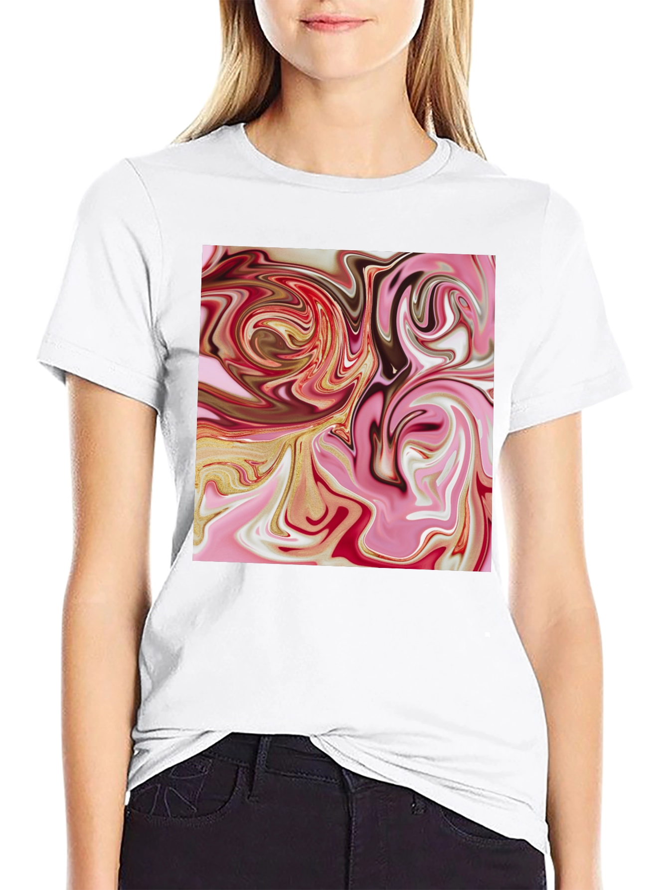 Abstract Swirl Graphic Tee - Black